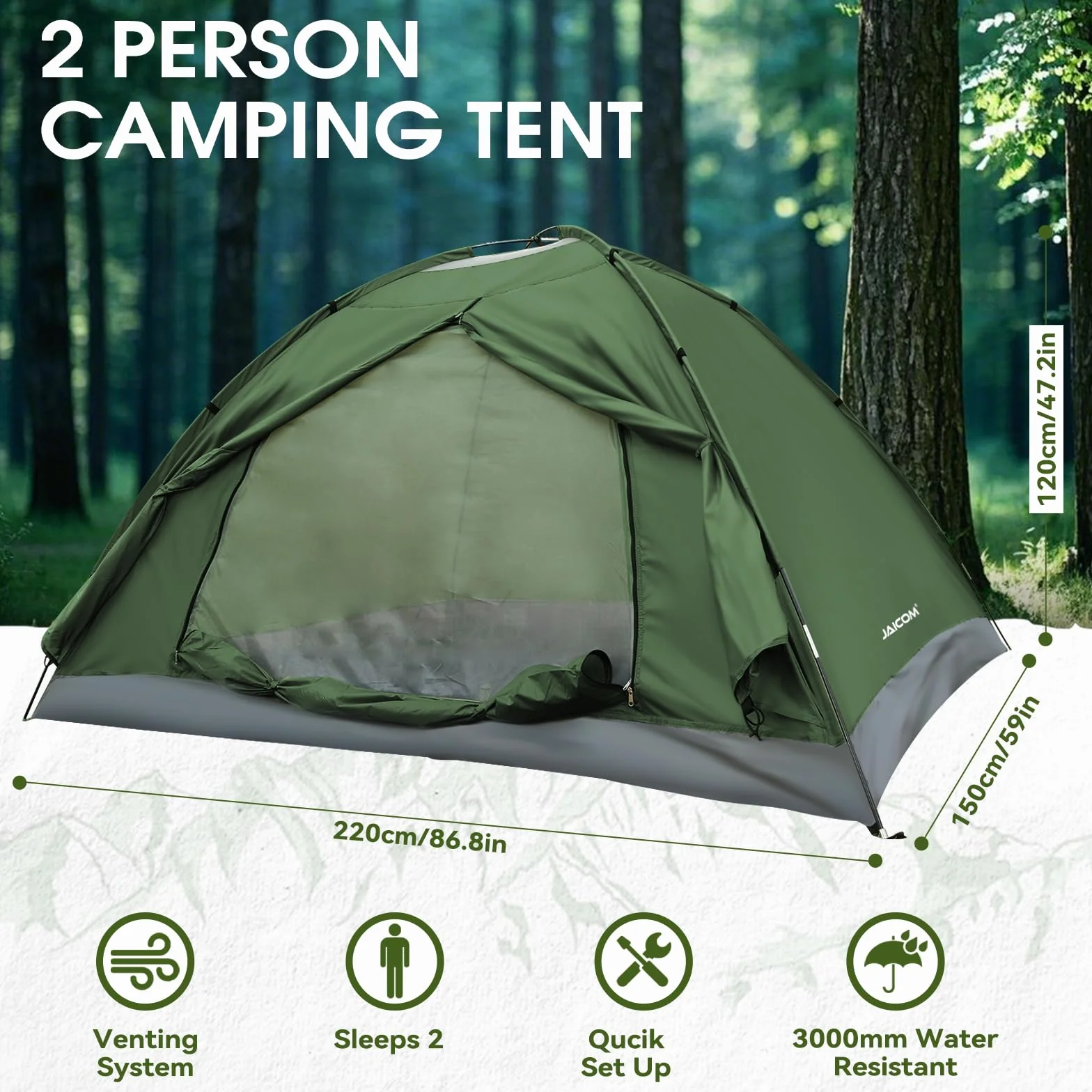 JAICOM Tenda da Campeggio 1-4 Persone Ultraleggera Impermeabile 3-4 Stagioni
