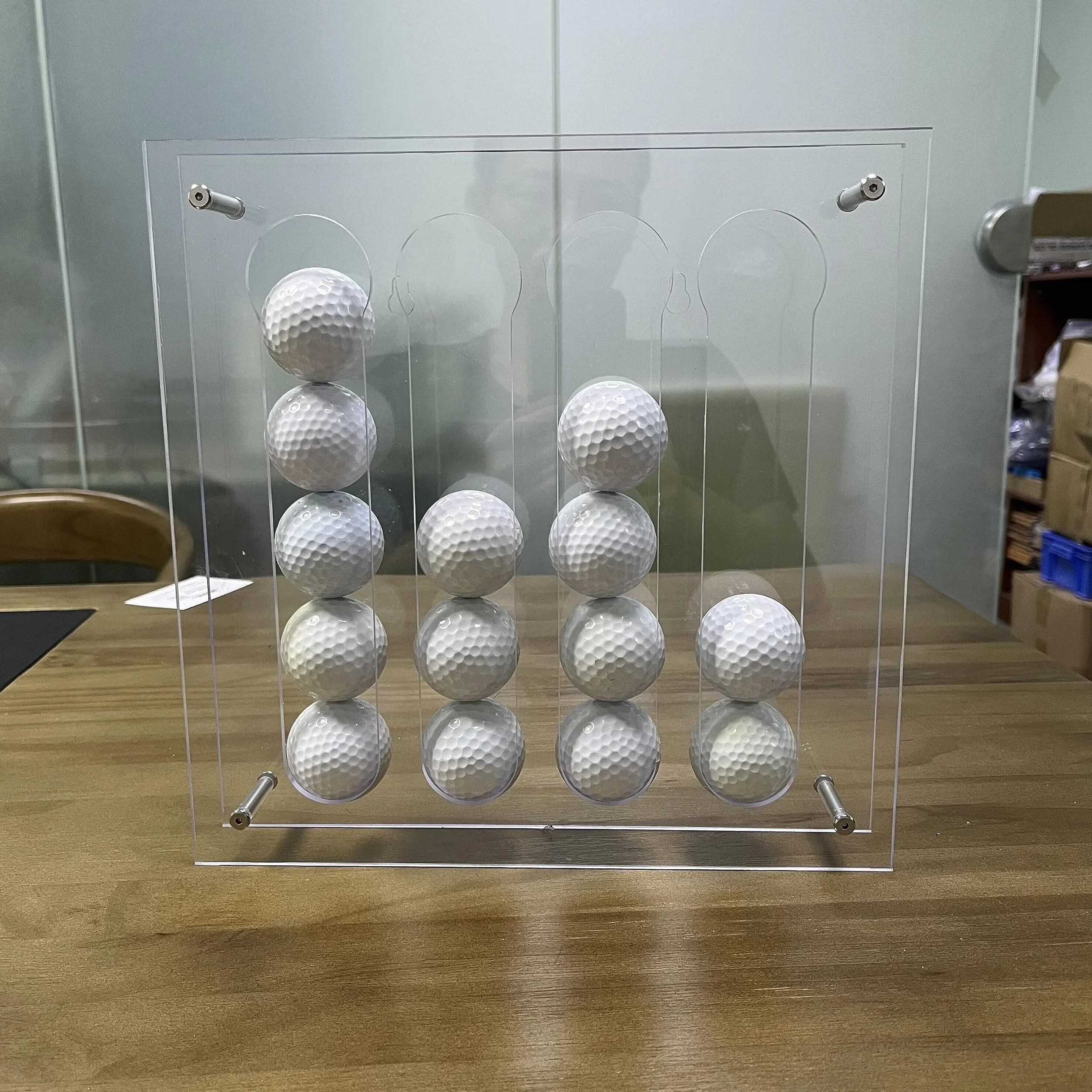 Espositore a parete per palline da golf in acrilico, custodia organizzativa 20 palline