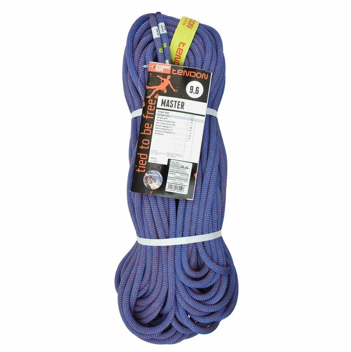 Kong Tendon Dynamic Master 9.6 Corda Singola Dinamica 9.6 mm EN 892 Arrampicata Sportiva e Alpinismo