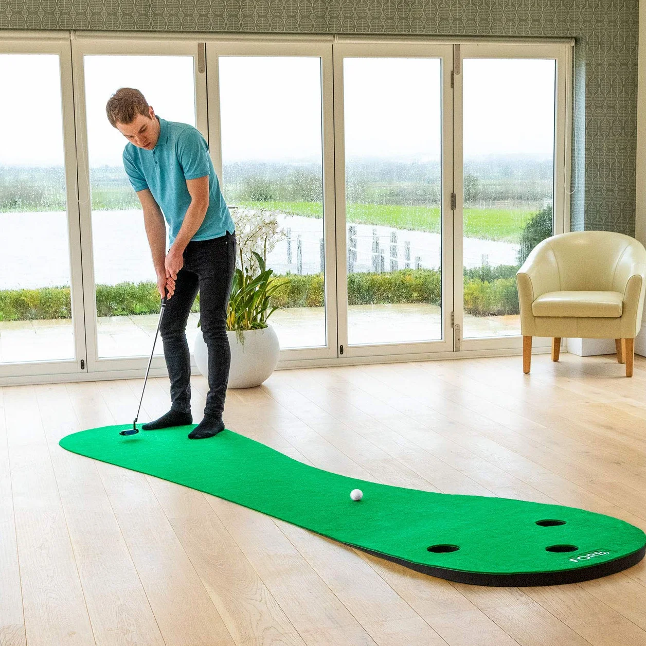 FORB Tappetino Putting da Golf 3 Buche Allenamento Domestico 2 Dimensioni