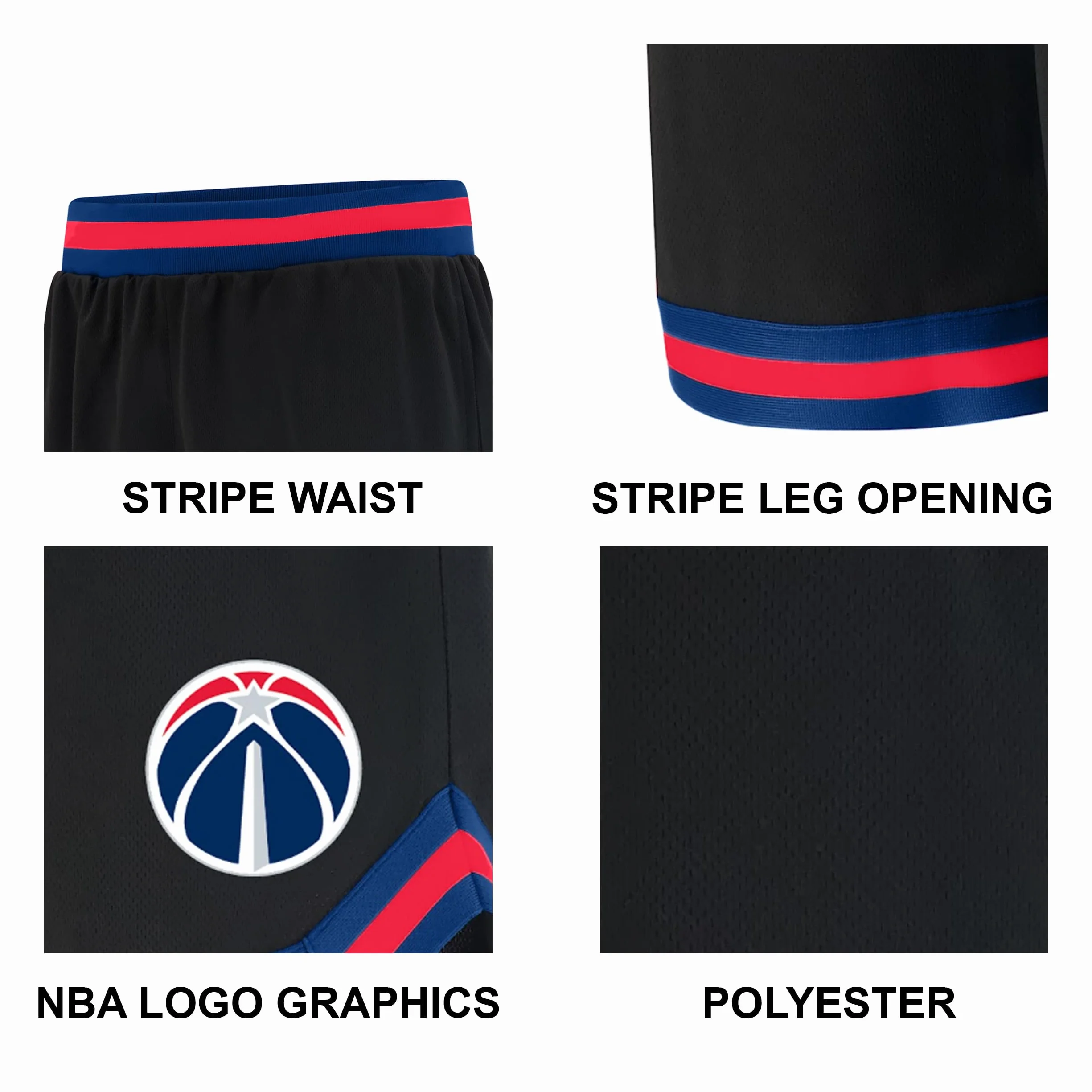 Ultra Game UNK NBA GSM3547F Woven Team Logo Poly Mesh Basket Shorts Nero, M