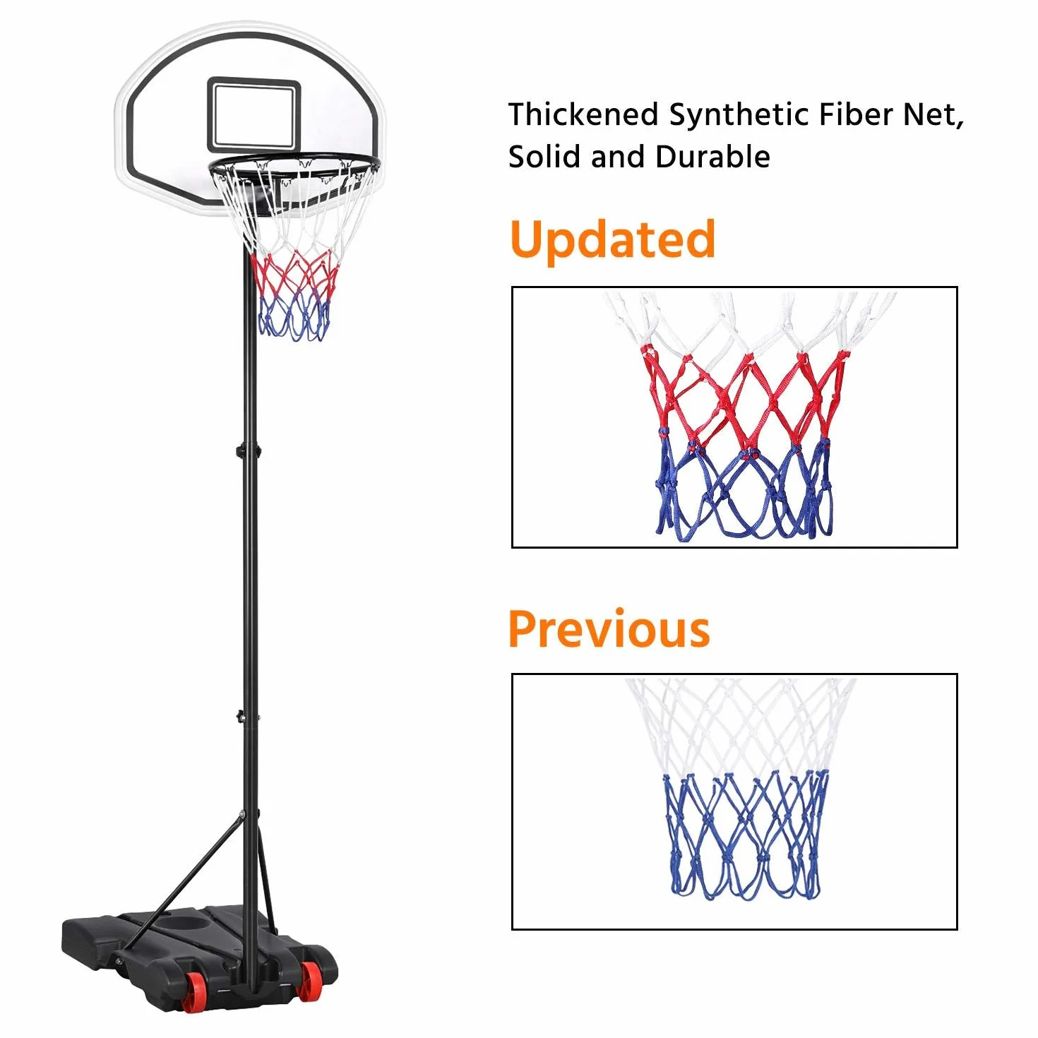 Yaheetech Cestino da basket regolabile 159-214 cm con ruote per interni ed esterni