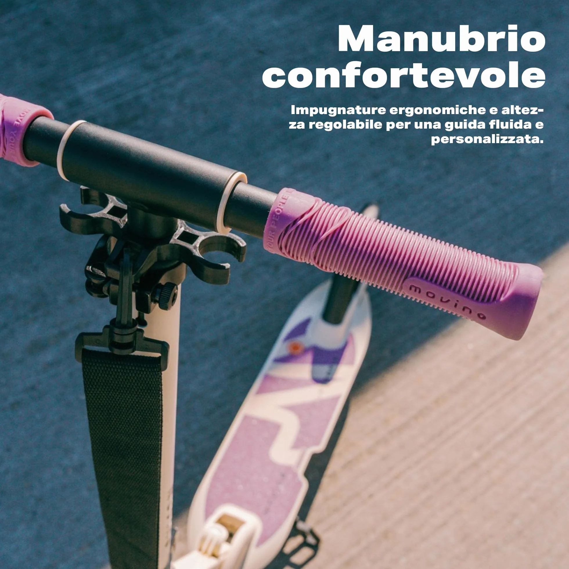 Movino Monopattino Urbano Pieghevole Scooter Ruote LED 180 mm Manubrio Regolabile 100 kg City Light