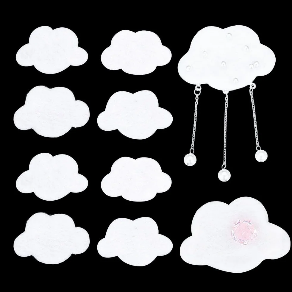 PH PandaHall 8 pz Feltro Nuvole Decorazione Nuvola Bianca, Ornamenti di Nuvole In Feltro, 4.3x7cm