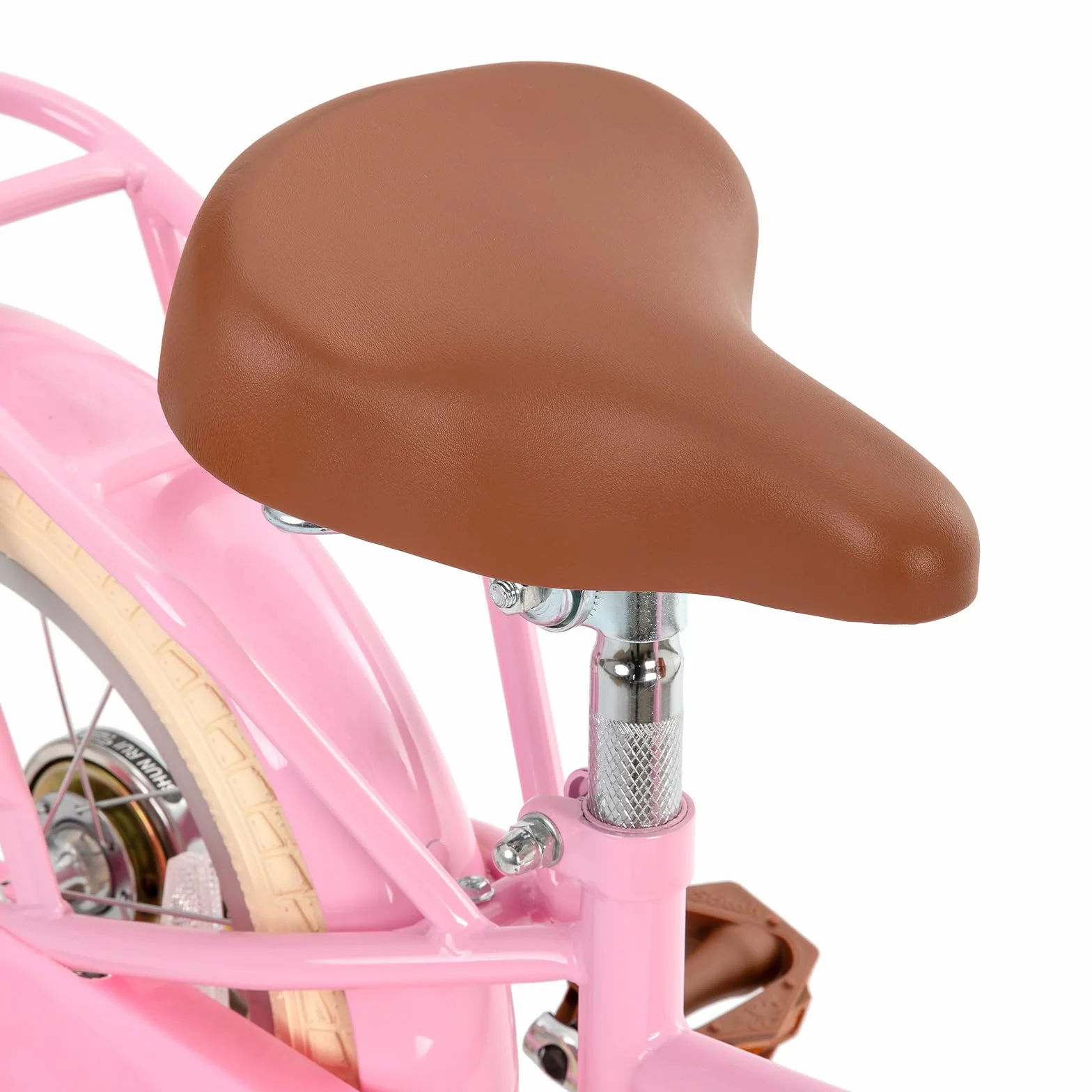 Bicicletta per bambini 12-18 pollici con cestino e ruote stabilizzatrici verde e rosa