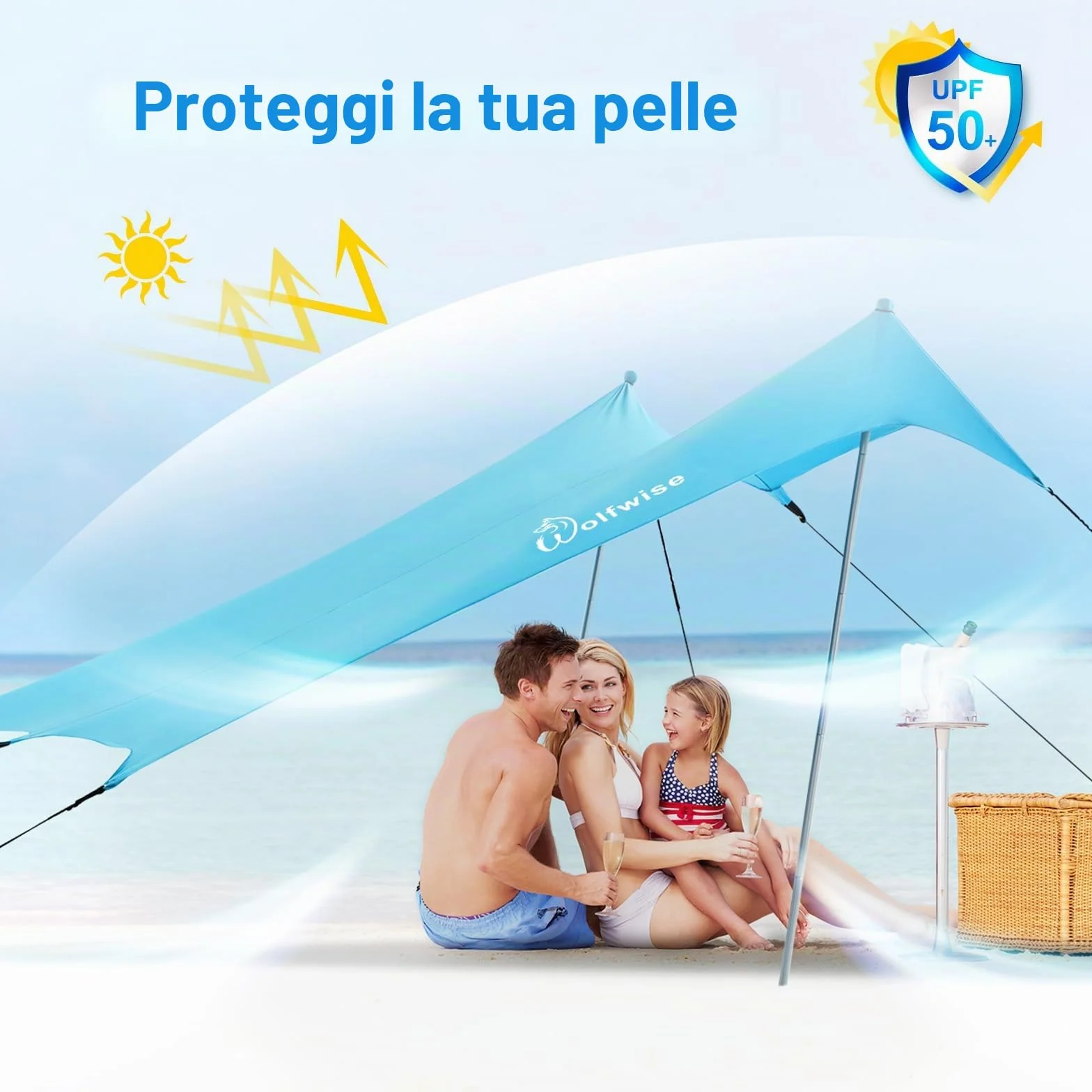 WolfWise Tenda da Spiaggia con Protezione Solare UPF50+
