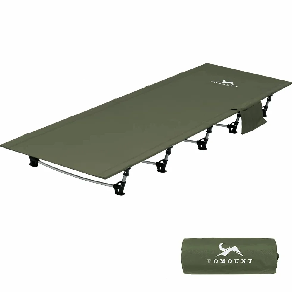 TOMOUNT Lettino da campeggio ultraleggero in alluminio 190 x 70 cm pieghevole compatto Verde