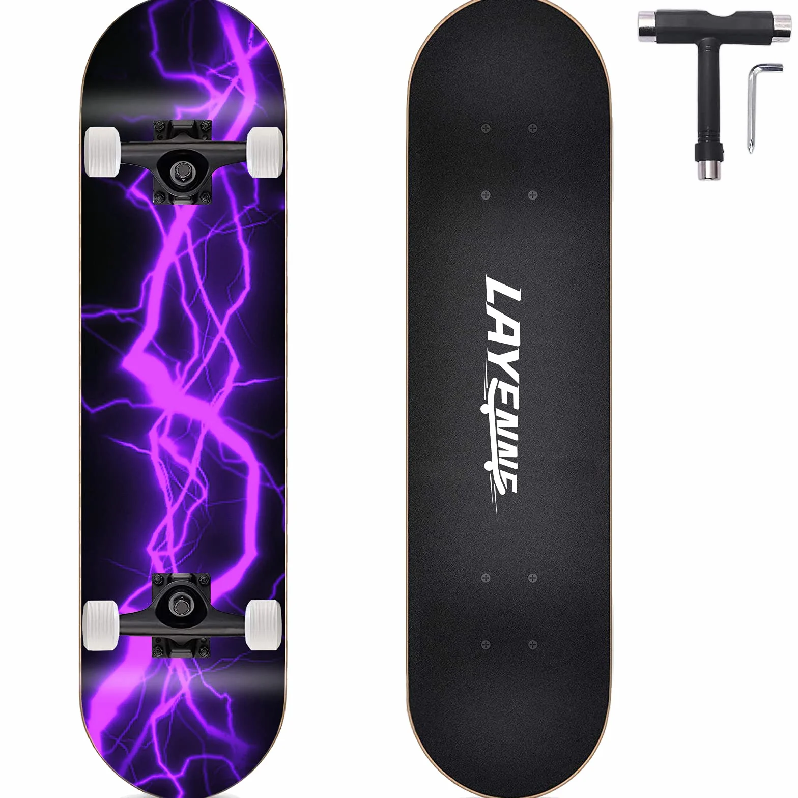 LAYENNE Skateboard,skateboard completo professionale da 31 * 8 pollici,tavola skateboard 7 strati acero,Staffa ABEC-11,adatto per adulto, principianti, ragazzi, ragazze, adolescenti e bambino