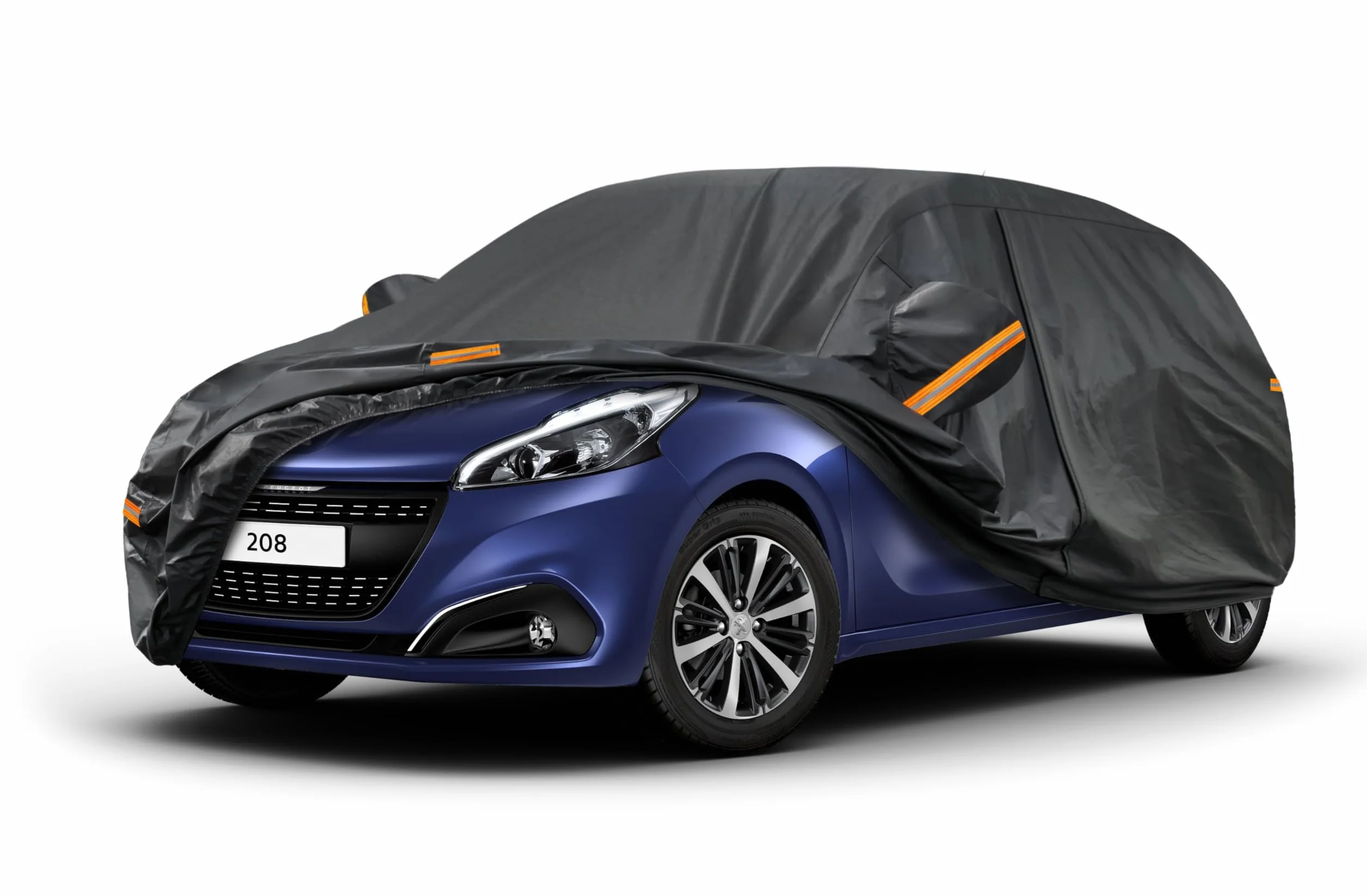 Kayme Telo Copriauto da Esterno, Compatibile con Peugeot 208 (2012-2025), Copertura a 7 Starti per Impermeabile Anti UV Anti Vento Antipolvere, Telo Copri con Cerniera e in Cotone.