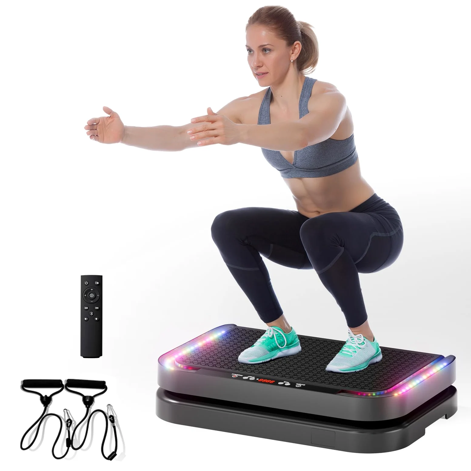 Piattaforma vibrante per esercizi con drenaggio linfatico allenamento completo del corpo piattaforma vibrante con fasce elastiche attrezzatura fitness per tonificazione della forza e perdita di grasso