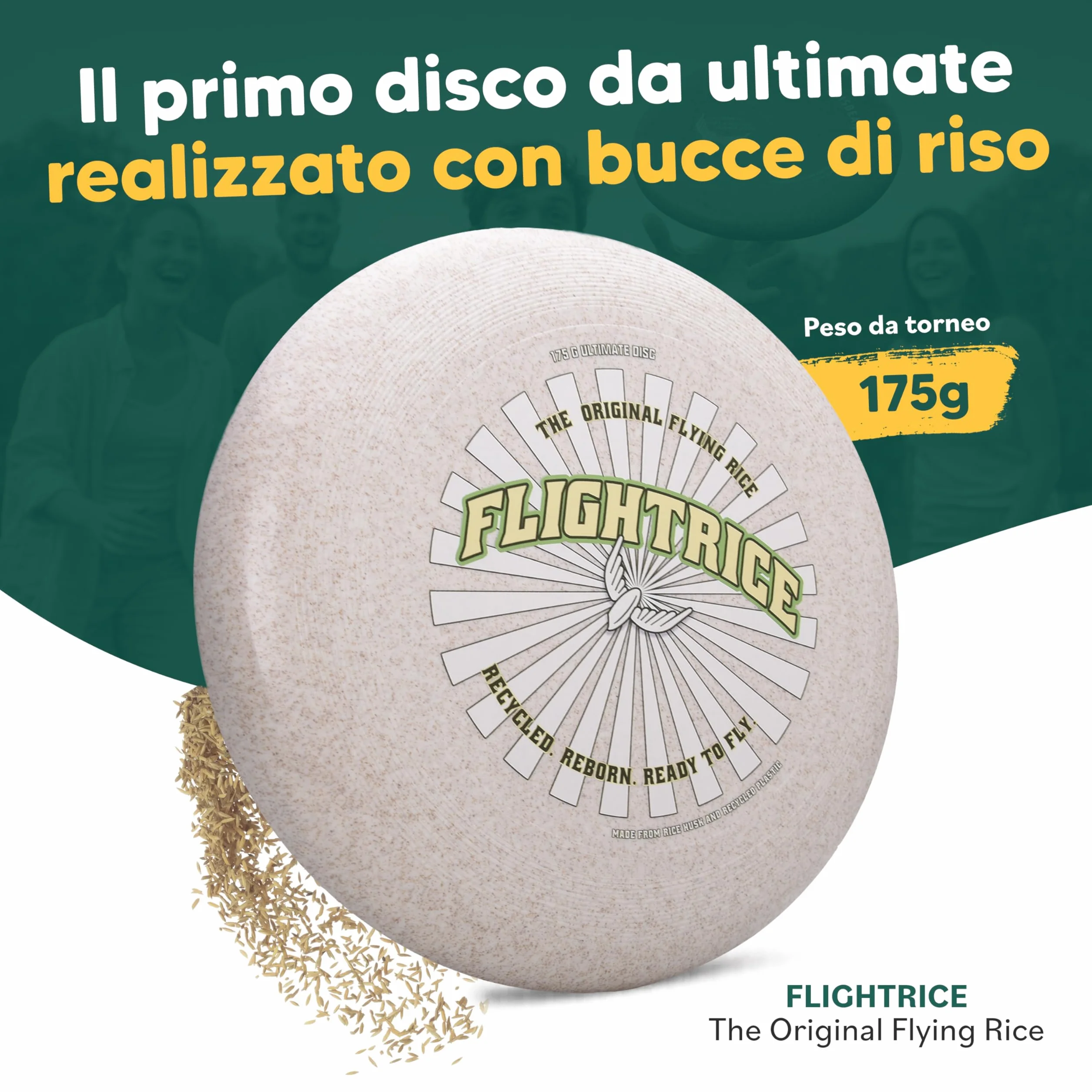 Frisbee Professionale 175g in Plastica Riciclata Antiscivolo per Spiaggia e Parco