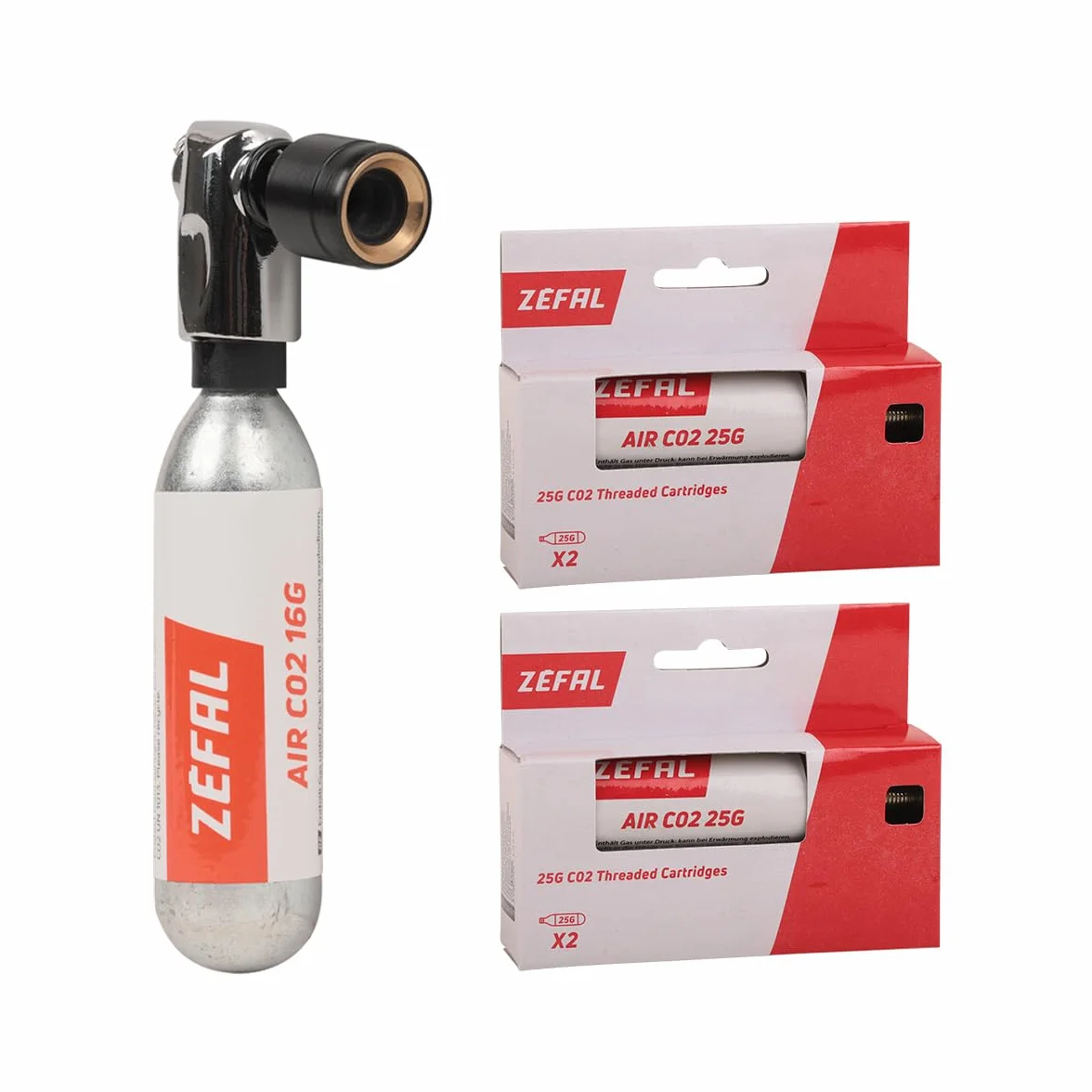 ZEFAL Pack EZ Big Shot Gonfiatore Bici Cartucce CO2 Filettatura Universale Pompa CO2 Mountain Bike Strada Presta Schrader Dunlop Compatta Leggera