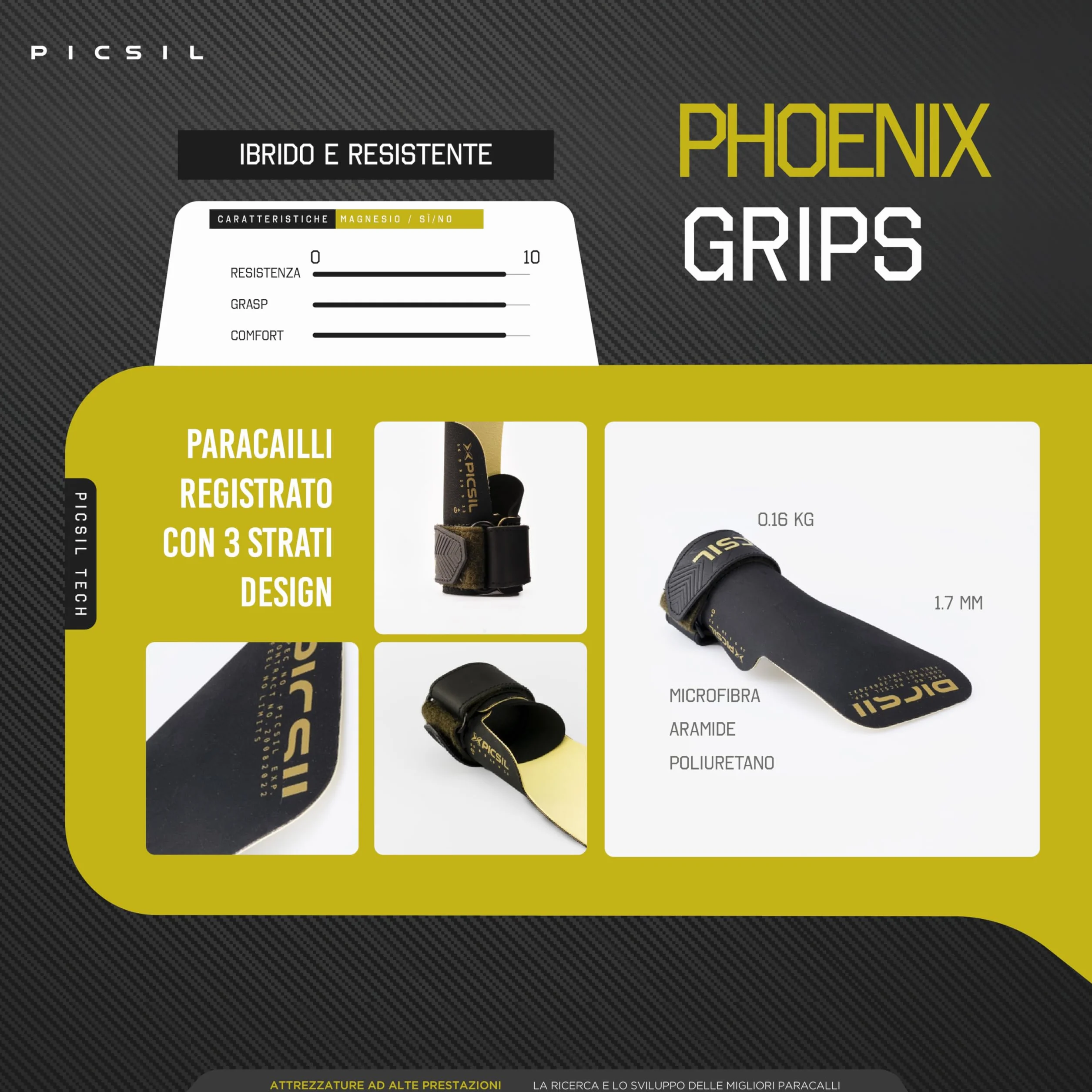 PICSIL Paracalli Phoenix Grips Protezione Mani per Barre Ruvide e Lisce Cross Training Ginnastica Calisthenics