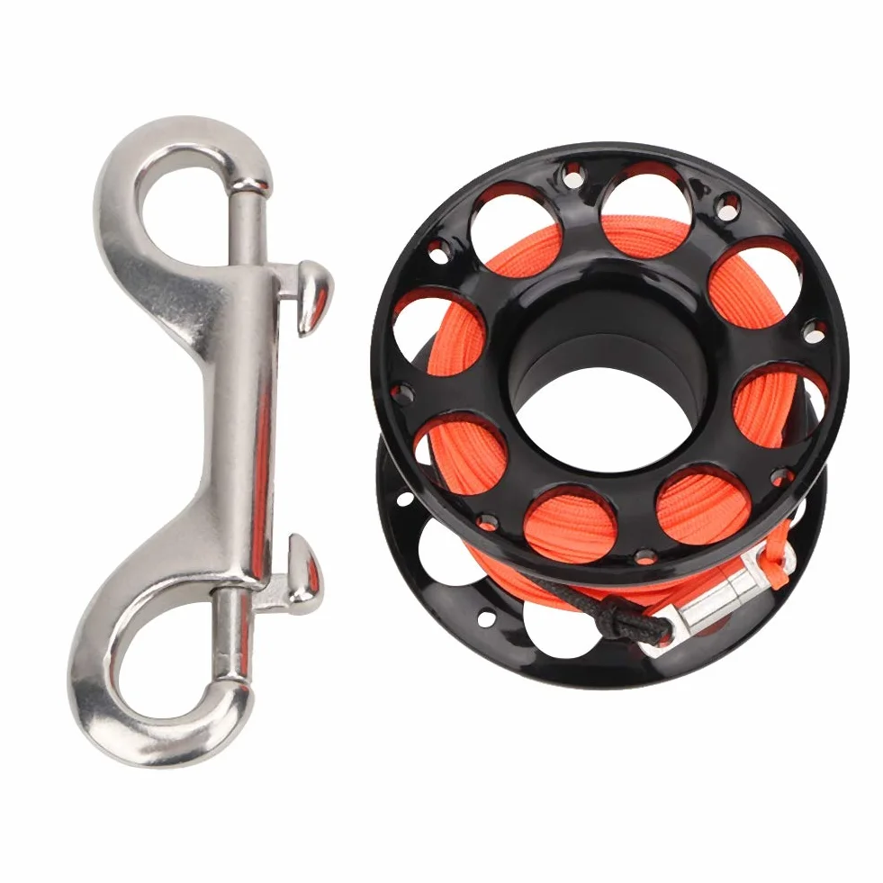 Bobina per immersione 15m Maniglia Puleggia Scuba Spool Reel in plastica Accessori Subacquei (Nero)