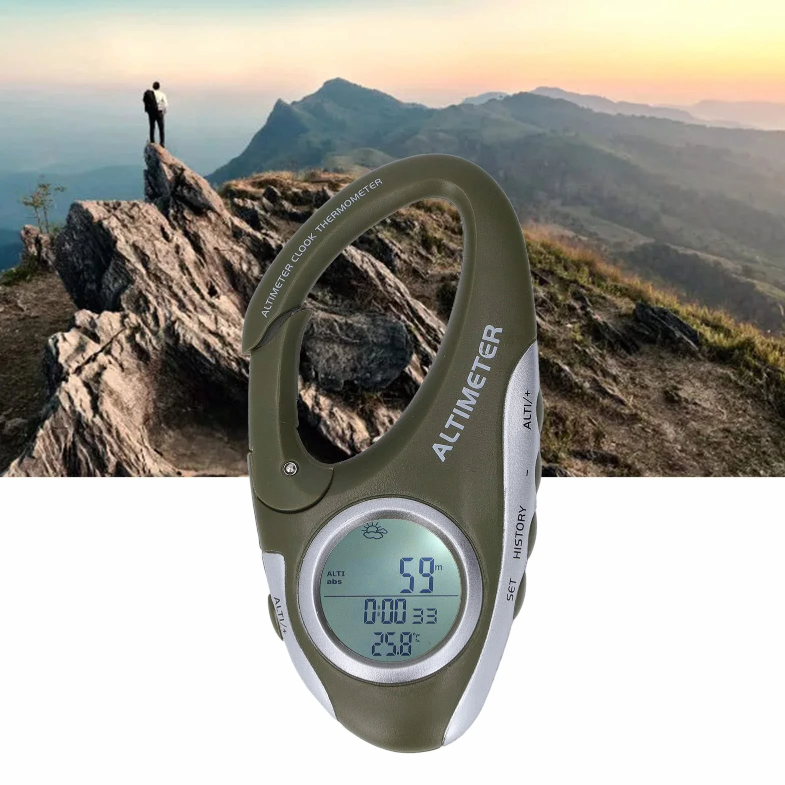 Barometro Digitale Altimetro Portatile con Display Retroilluminato per Escursionismo Arrampicata