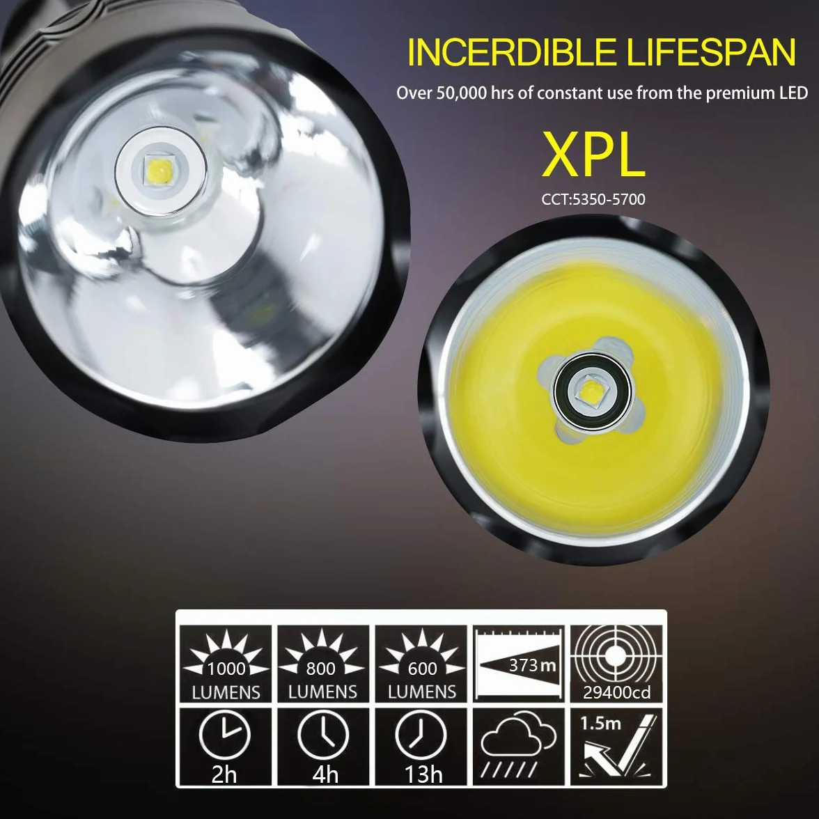Torcia Subacquea Ricaricabile 2000 Lumen LED Impermeabile 80m