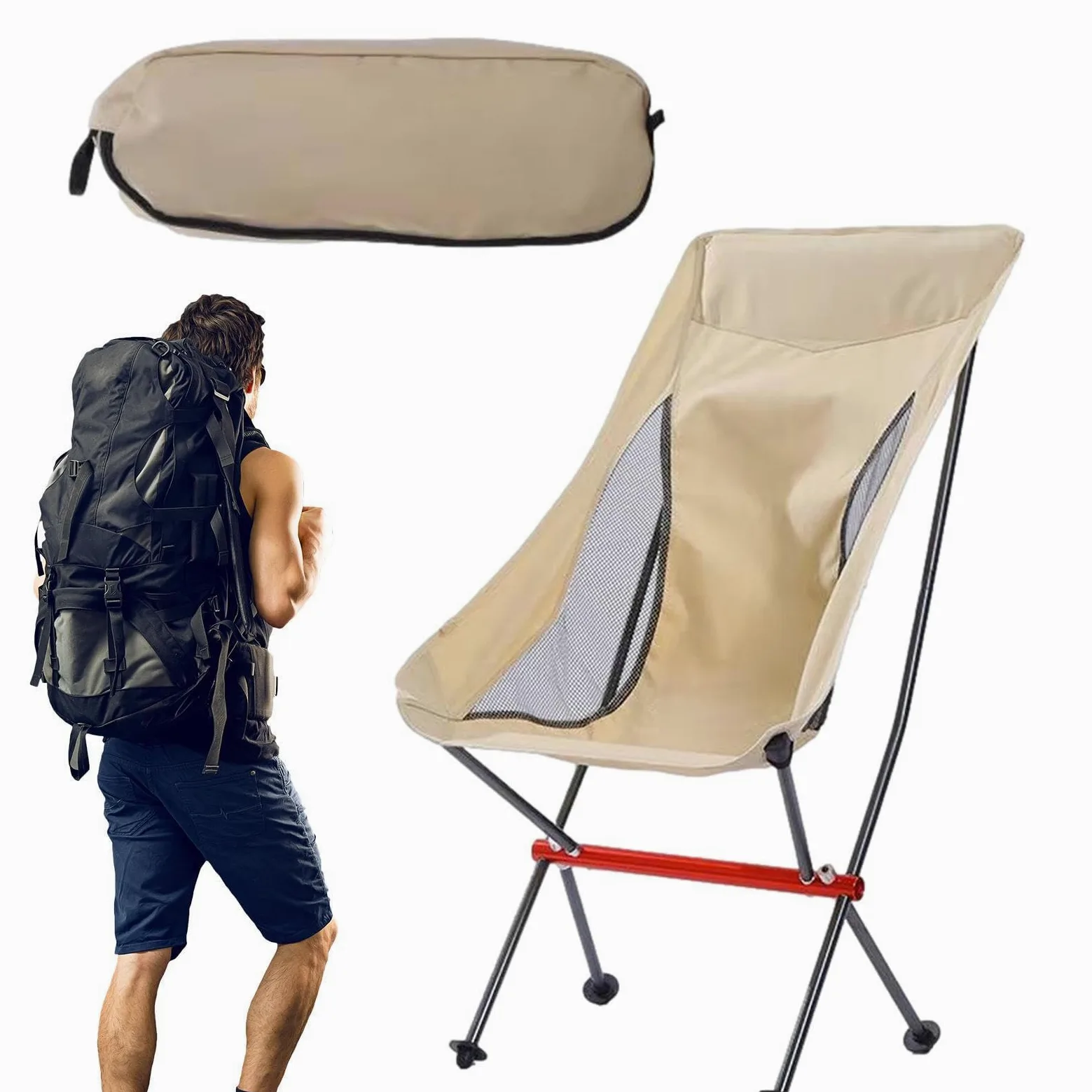 Sedia Pieghevole per Esterno Postura Ergonomica | Seggiolino Compatto da Trekking per Spiaggia Escursionismo Pesca Picnic Giardino
