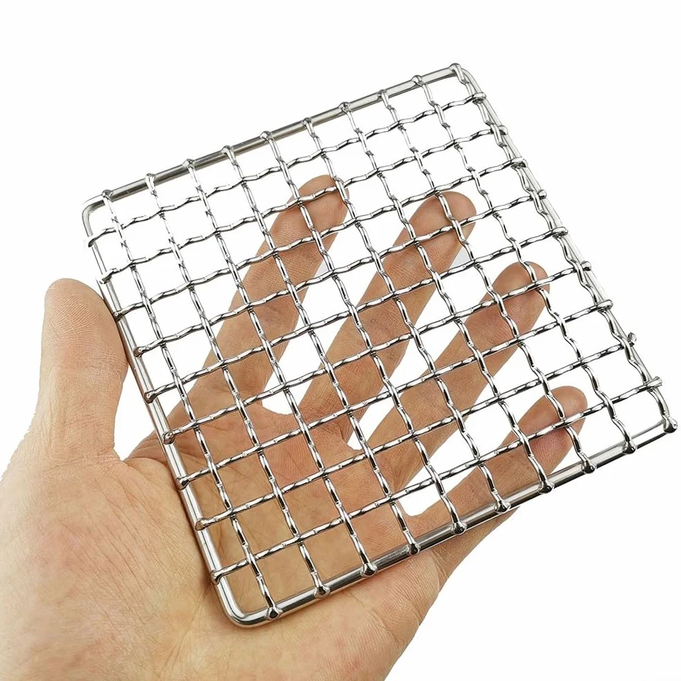 Griglia BBQ Mesh 13 x 13 cm, resistente alle alte temperature, da campeggio