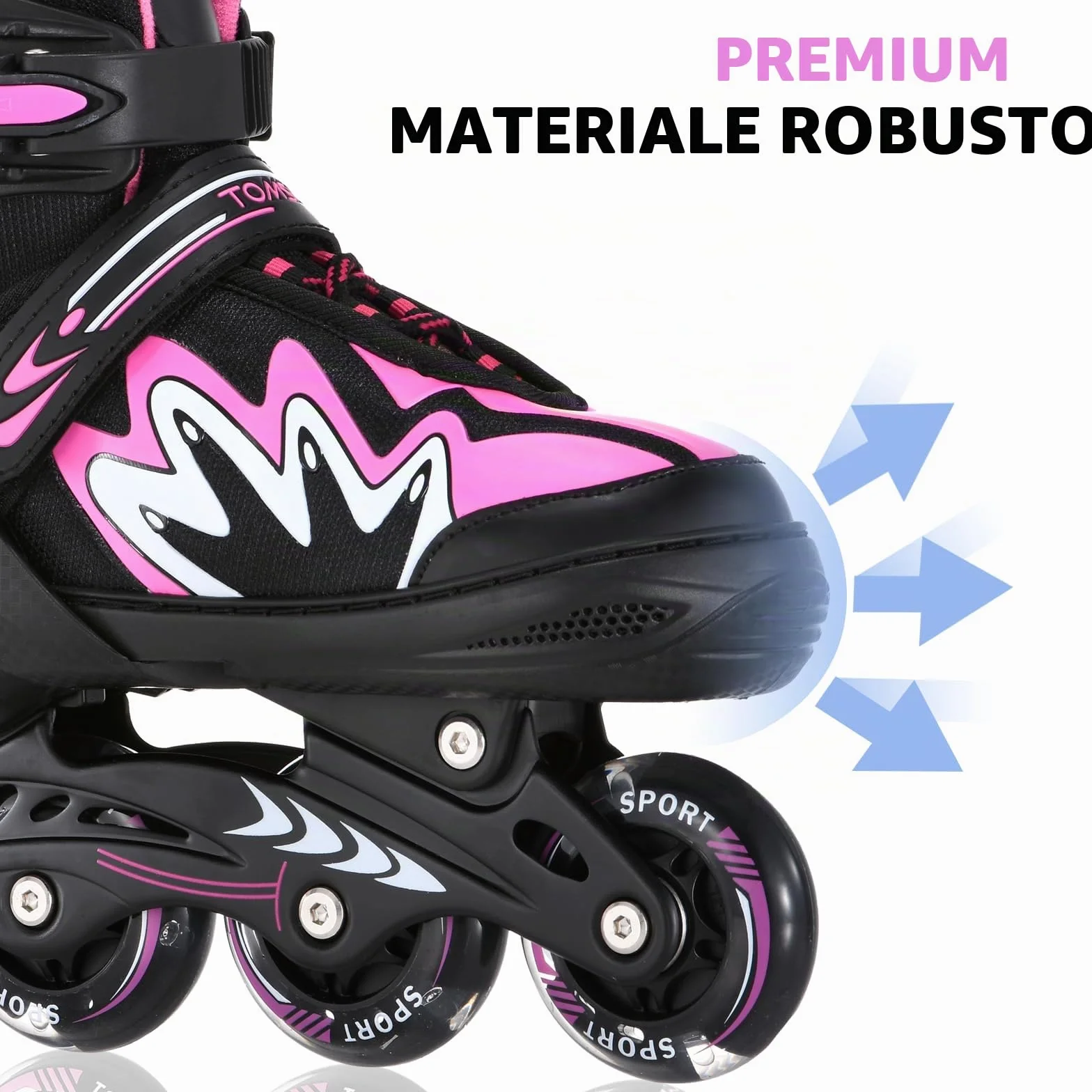TOMSHOO Pattini a Rotelle con Ruote LED Regolabili per Bambini