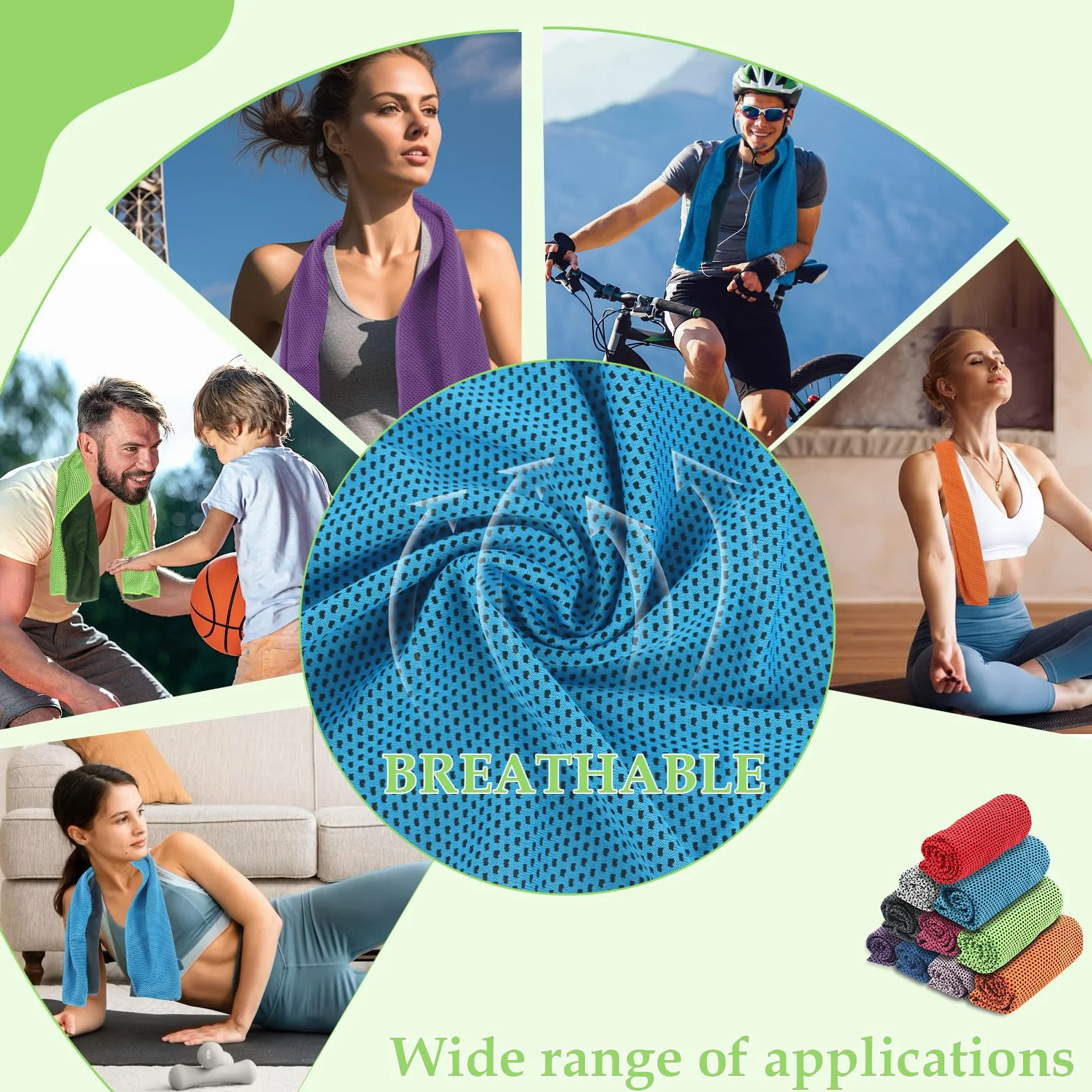 Asciugamano Di Raffreddamento In Microfibra 30x100 cm Per Fitness, Sport, Golf, Yoga