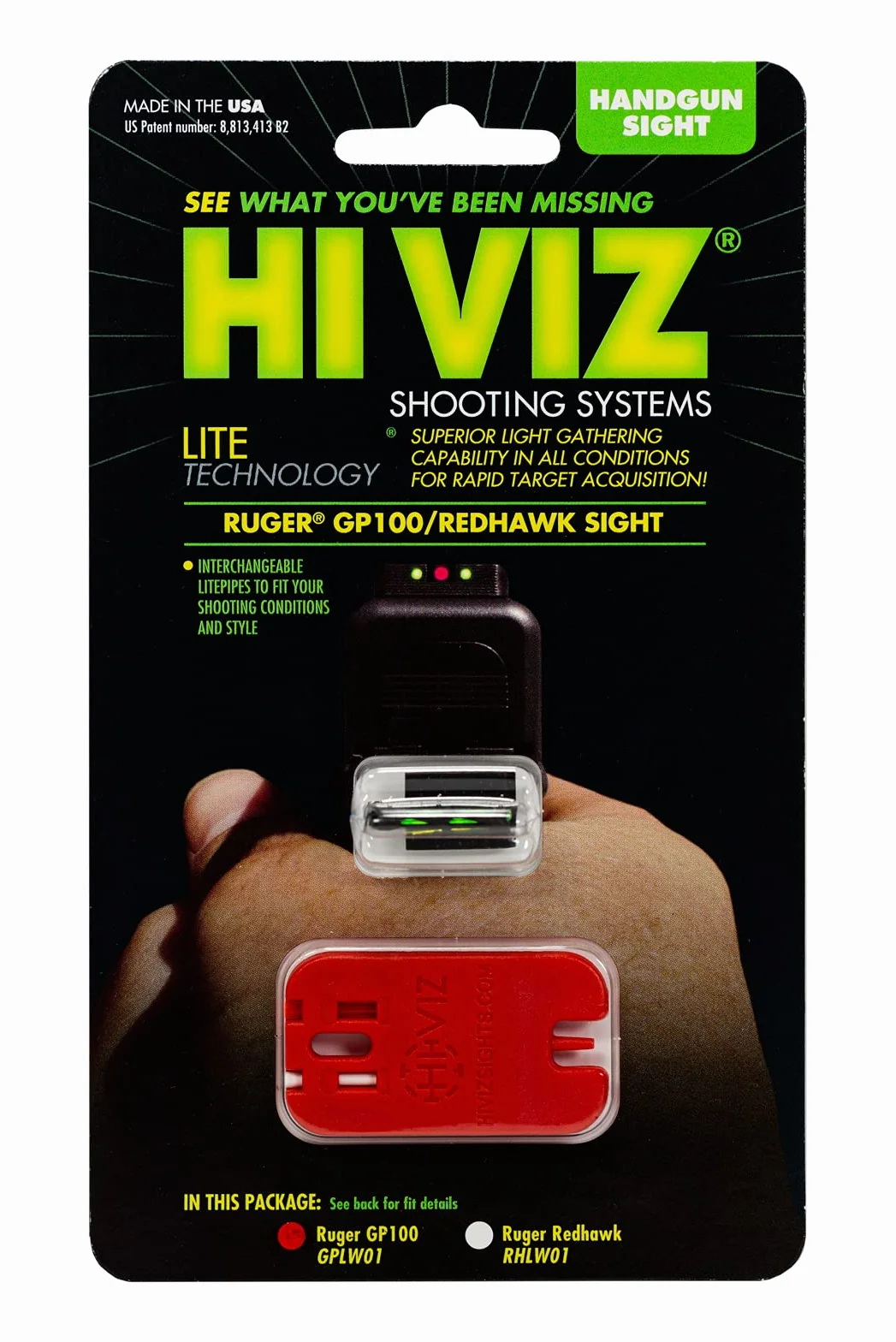 HIVIZ GPLW01 Ruger GP100 LITEWAVE Front Handgun Sight