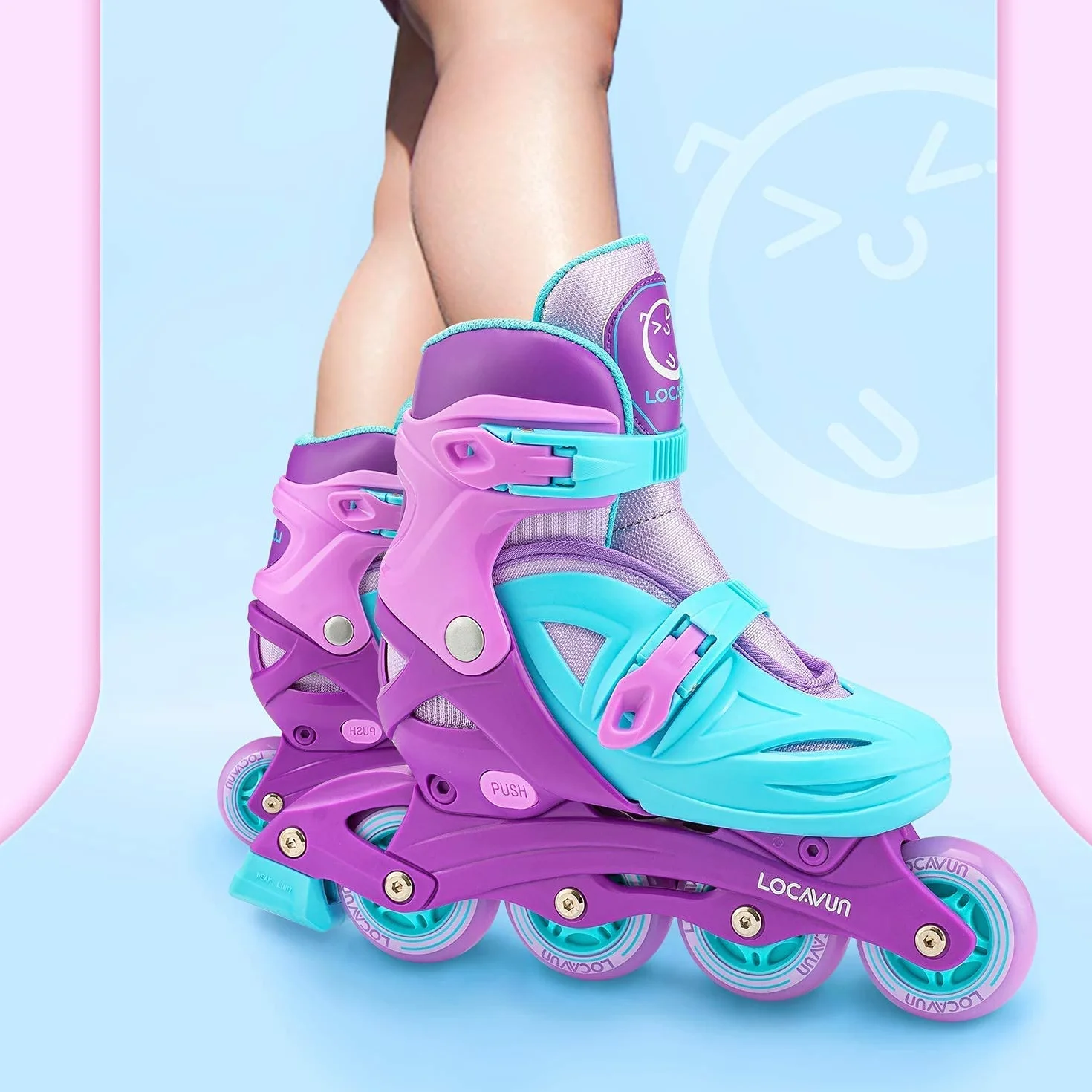 Pattini in linea 4 misure regolabili ruote PU 82A per bambini