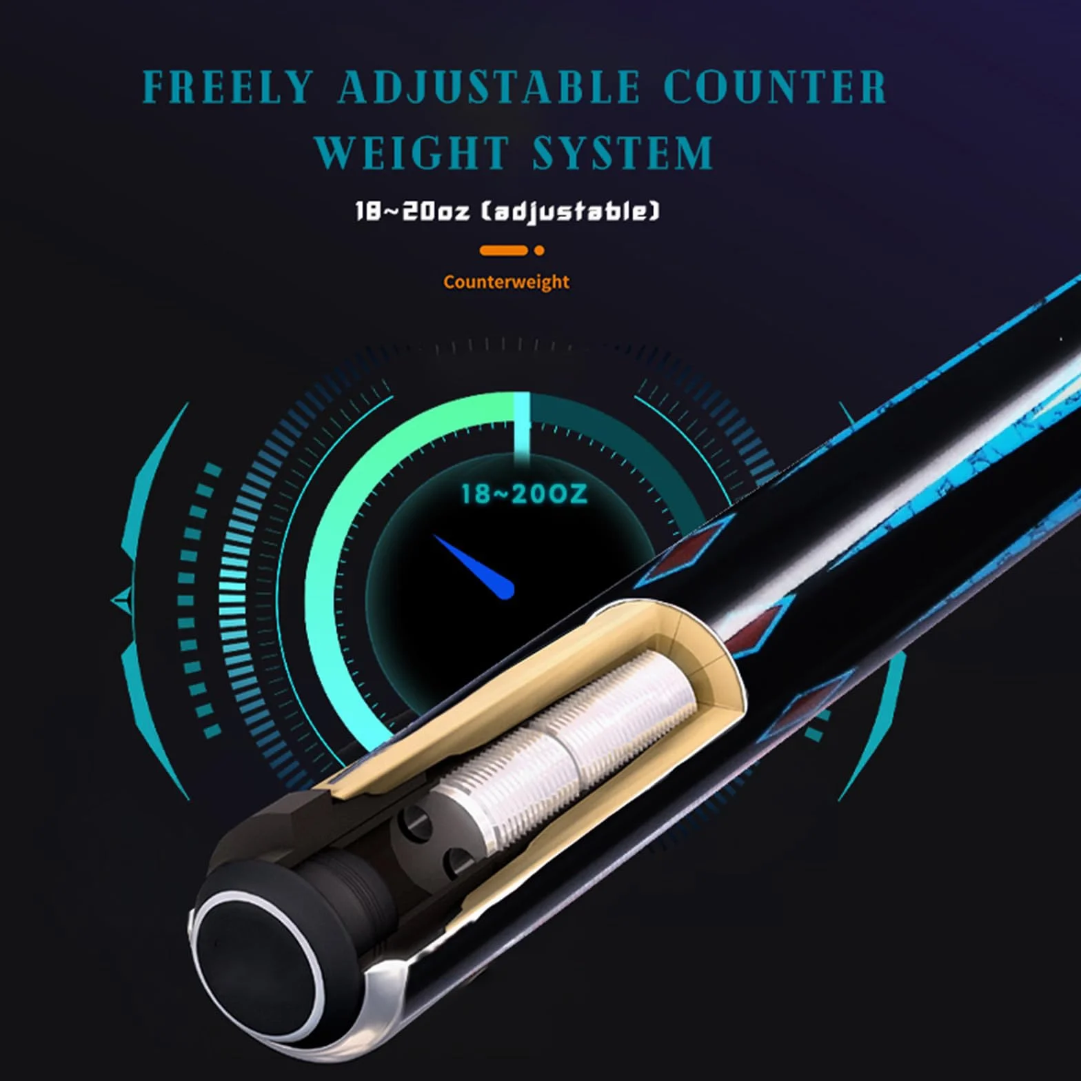 OKHEALING Stecca da Biliardo Professionale in Fibra di Carbonio 145 cm, Testa 10,5 mm, 3/4 Testa Piccola