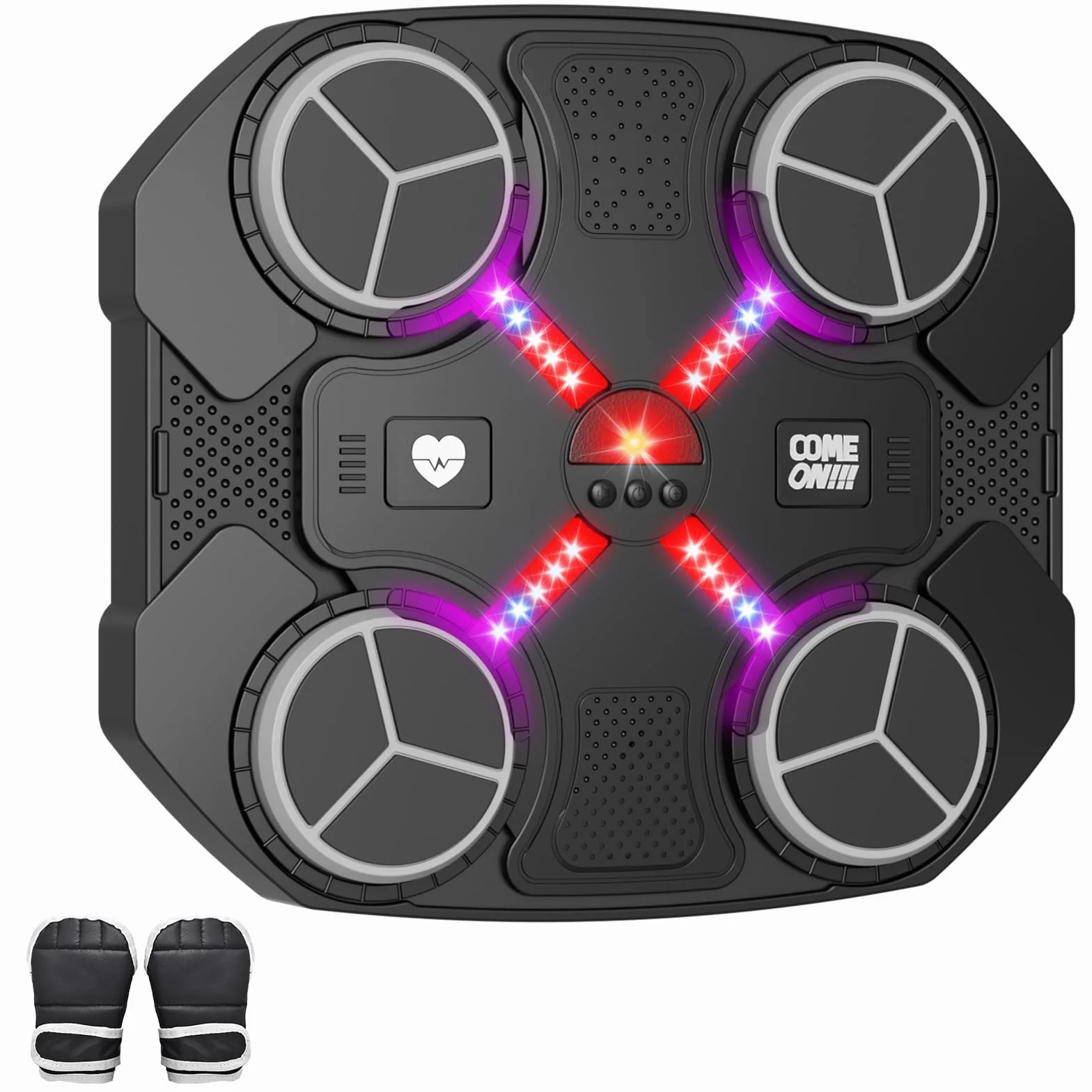 Macchina da Boxe Musicale, Music Boxing Machine Bluetooth Ricaricabile da Montare a Muro con 3 Livelli di velocità, Guanti, Luci Colorate, Cuscinetti da Boxe, Regalo per Ragazzi e Ragazze (Nero)