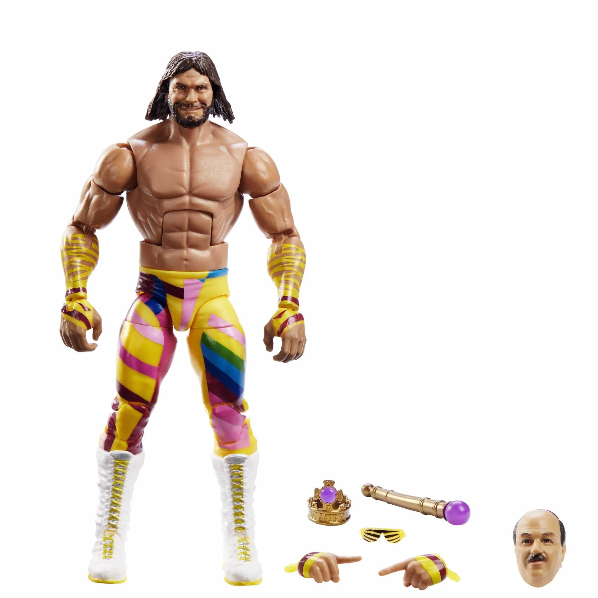 Mattel WWE Elite Macho King Randy Savage Action Figure Wrestlemania 15+ cm 25 Articolazioni TrueFX HKP10