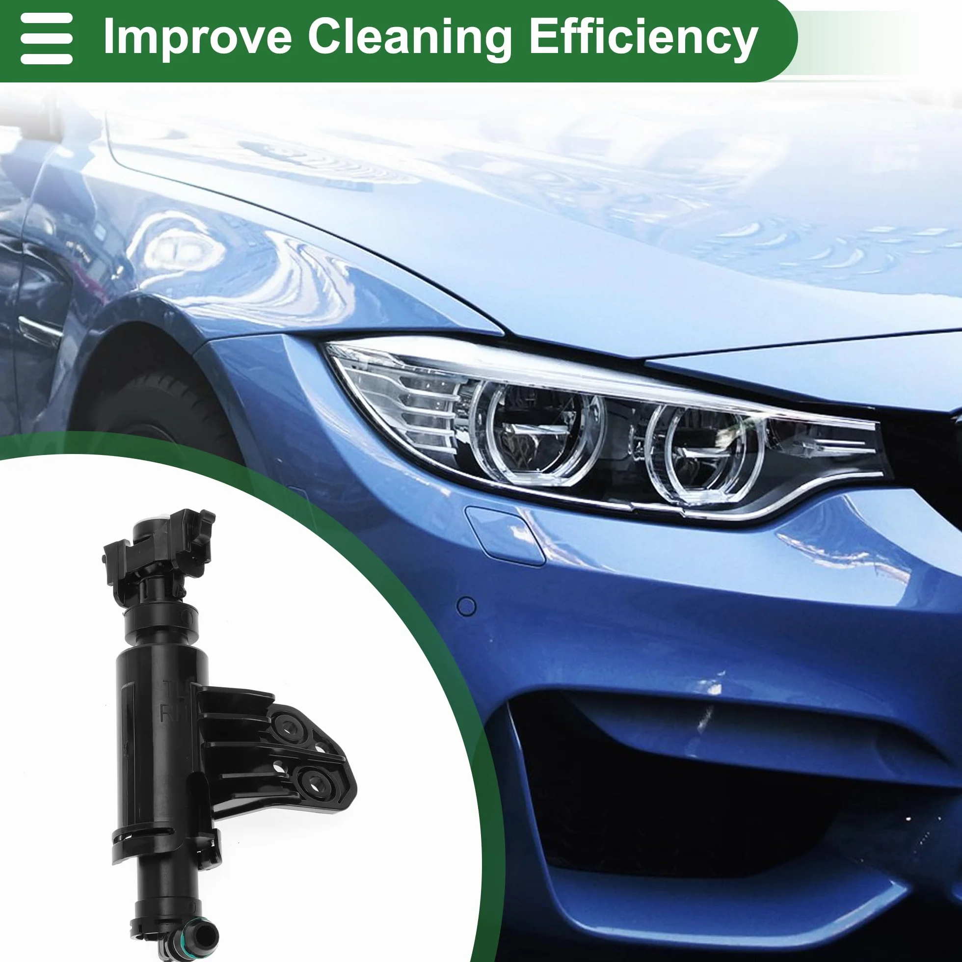 Motoforti Getto Spruzzatore Lavafari Faro Anteriore per HYUNDAI TUCSON MK3 2016-2020 Plastica Nera