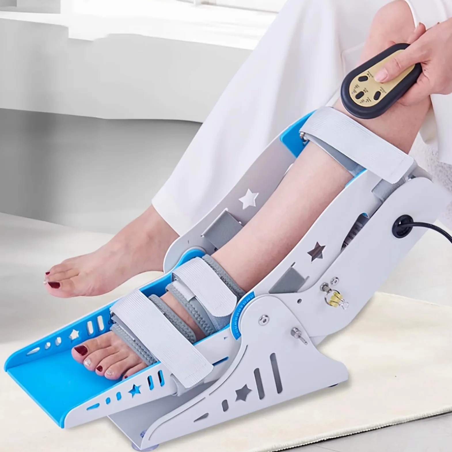 McbeAn Allenatore Articolare alla Caviglia, Trainer di Estensione della Caviglia Automatica con Telecomando, modalità Manuale/Automatica, Angolo Regolabile, Sit/sdraiarsi per L'uso