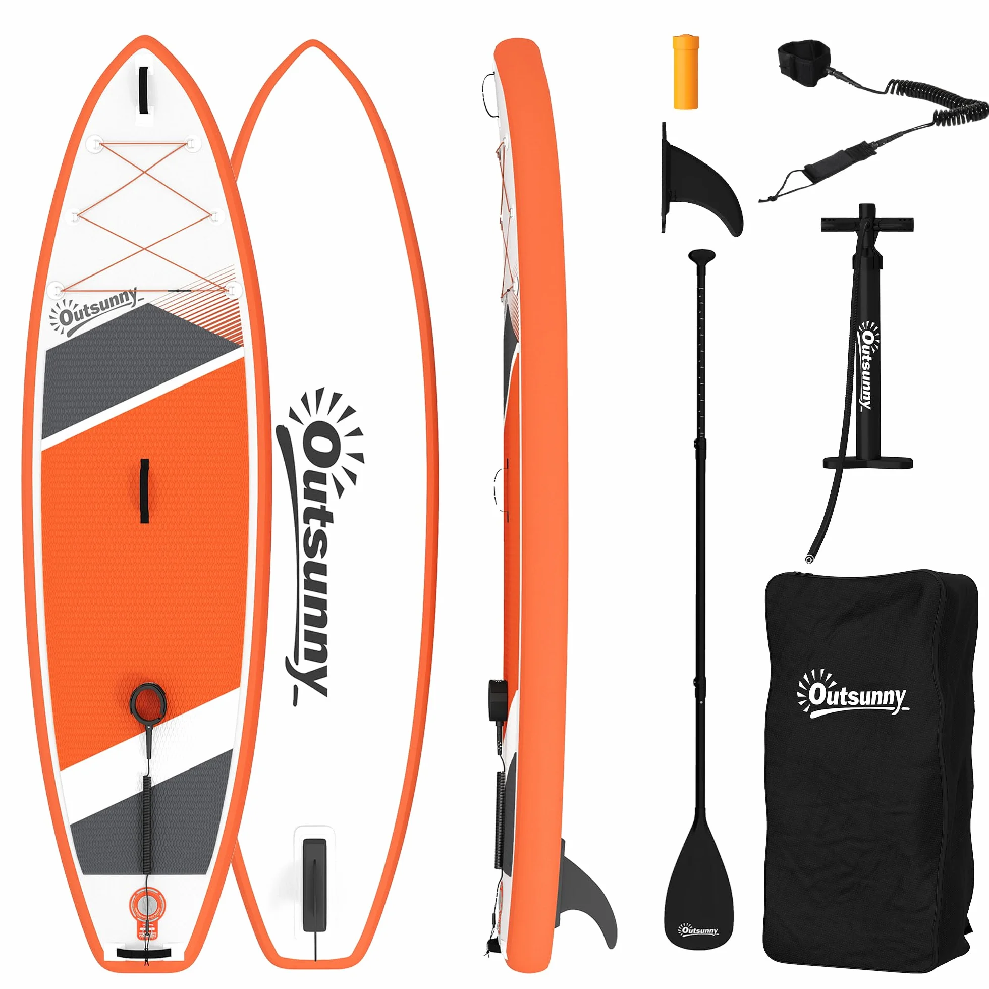 Outsunny Tavola Sup Gonfiabile Adulti, Stand Up Paddle Board con Ponte Antiscivolo in EVA, Pagaia in Alluminio Regolabile, Zaino, Pompa, Pinna Rimovibile, Carico 160 kg, 320x82x15cm, Tutti i Livelli