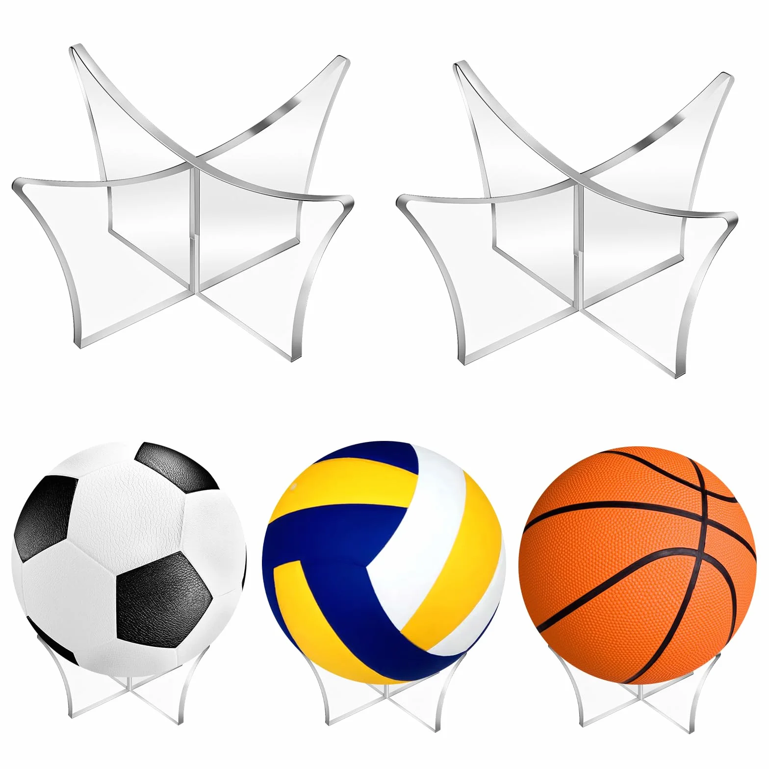 Porta Pallone Calcio Acrilico Espositore Supporto Piede Base per Pallacanestro Basket Rugby Pallavolo