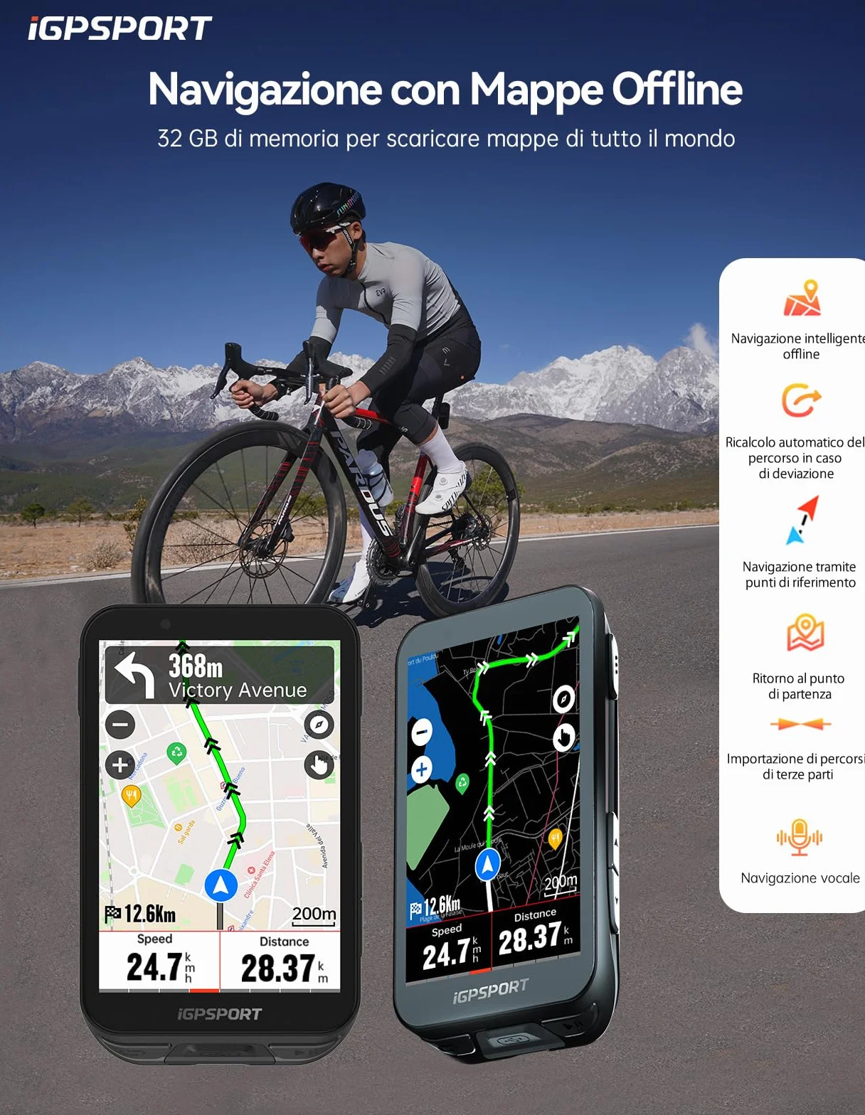 iGPSPORT iGS800 Ciclocomputer GPS Ciclismo 3.5" Schermo LCD a Colori 50 Ore Batteria Mappe Offline WiFi 32GB