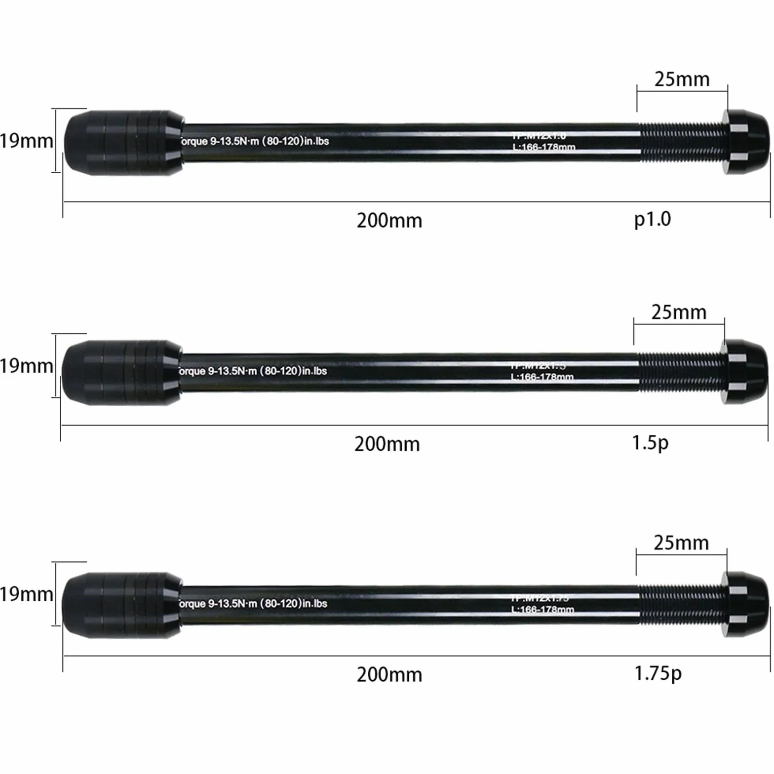Perno passante sgancio rapido 12 x 142-148 mm P1.5/P1.75/P1.0 lega alluminio nero per bici da strada mountain bike