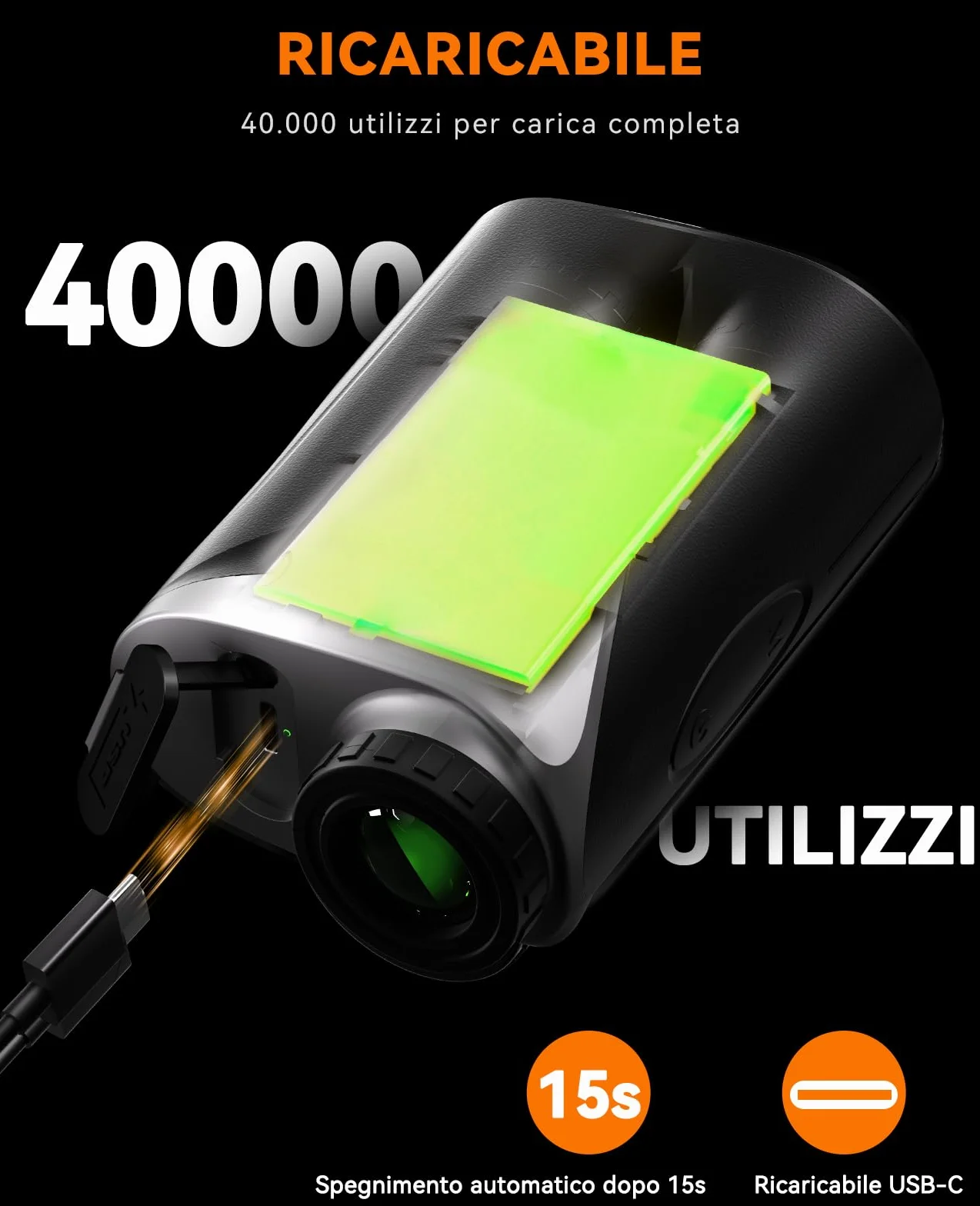 SUNPOW Telemetro Laser 7X Alta Precisione per Golf e Caccia, 1200 Iarde / 1000 Metri, con Pendenza, 5 Modalità, Blocco Asta Bandiera, Vibrazione e Batteria Ricaricabile