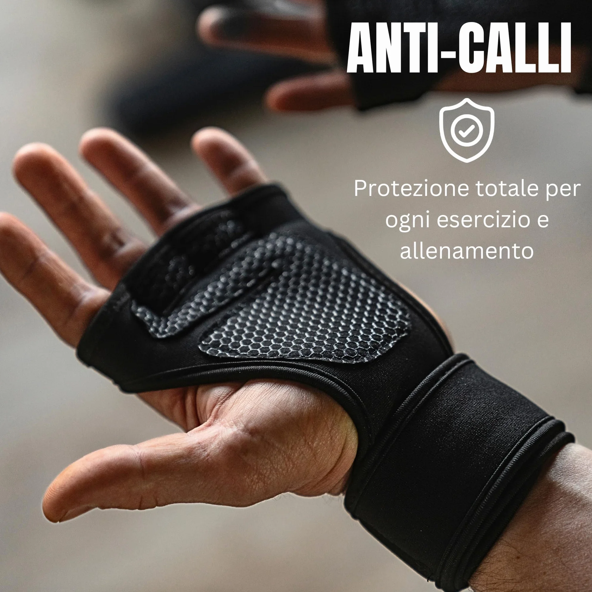 Guanti Palestra Uomo Donna Antiscivolo Traspiranti con Polsiere Crossfit Bodybuilding Grip Gym Gloves