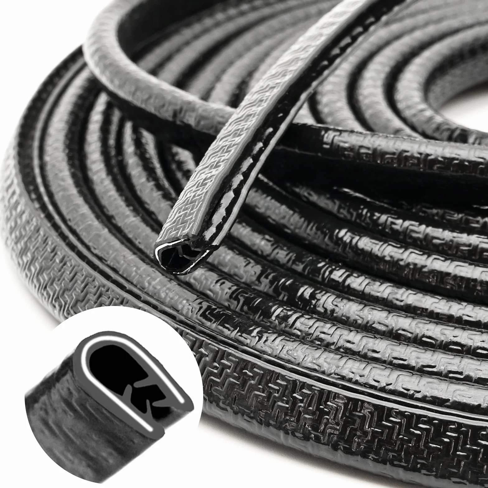 Guarnizione in gomma a forma di U per portiera auto, 10 m, per la maggior parte delle auto, metallo, vetro e barche, gamma di presa da 1,0 mm a 2,5 mm (nero)