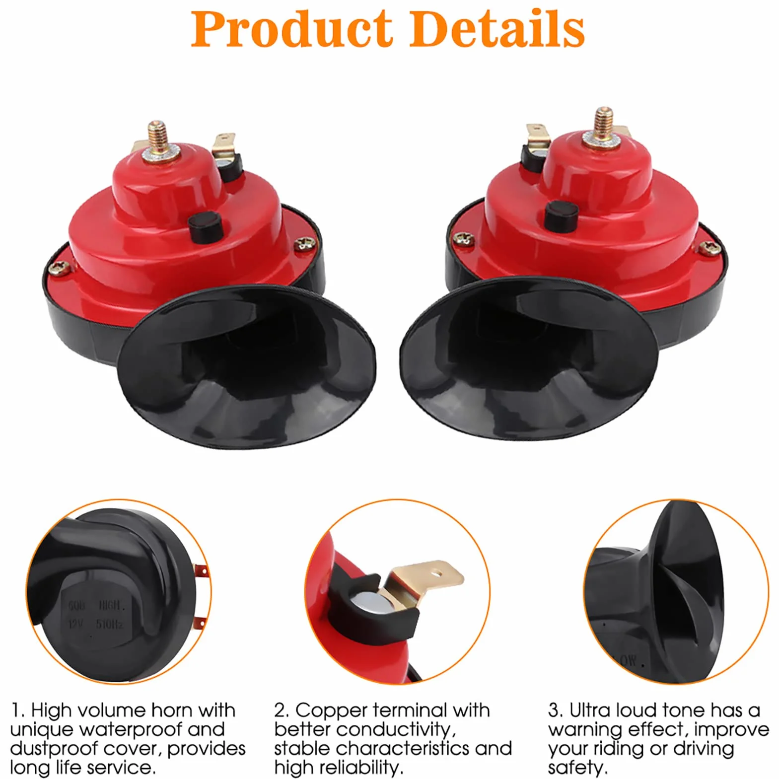 Keenso 12 V 135db Tromba elettrica per Auto Camion Barca Bici