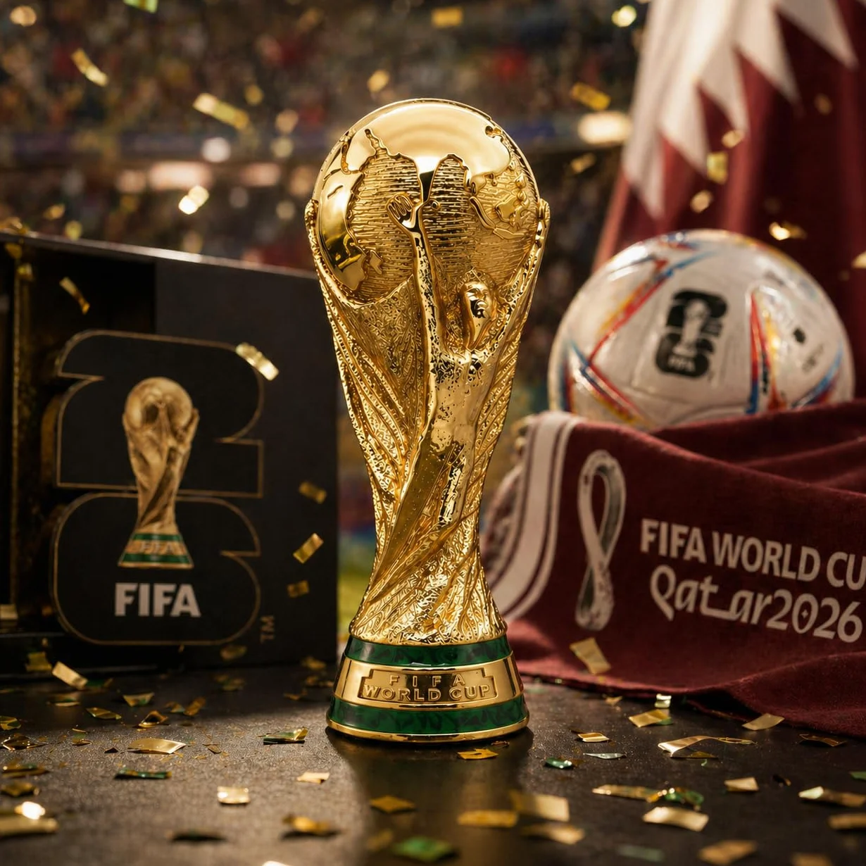 Regalo FIFA World Cup 2026, Trofeo 3D Ufficiale FIFA Coppa del Mondo 2026, 150 mm, in Lega di Zinco Premium, da Collezione, Durevole, per scrivania, Ufficio e Memorabilia Calcio
