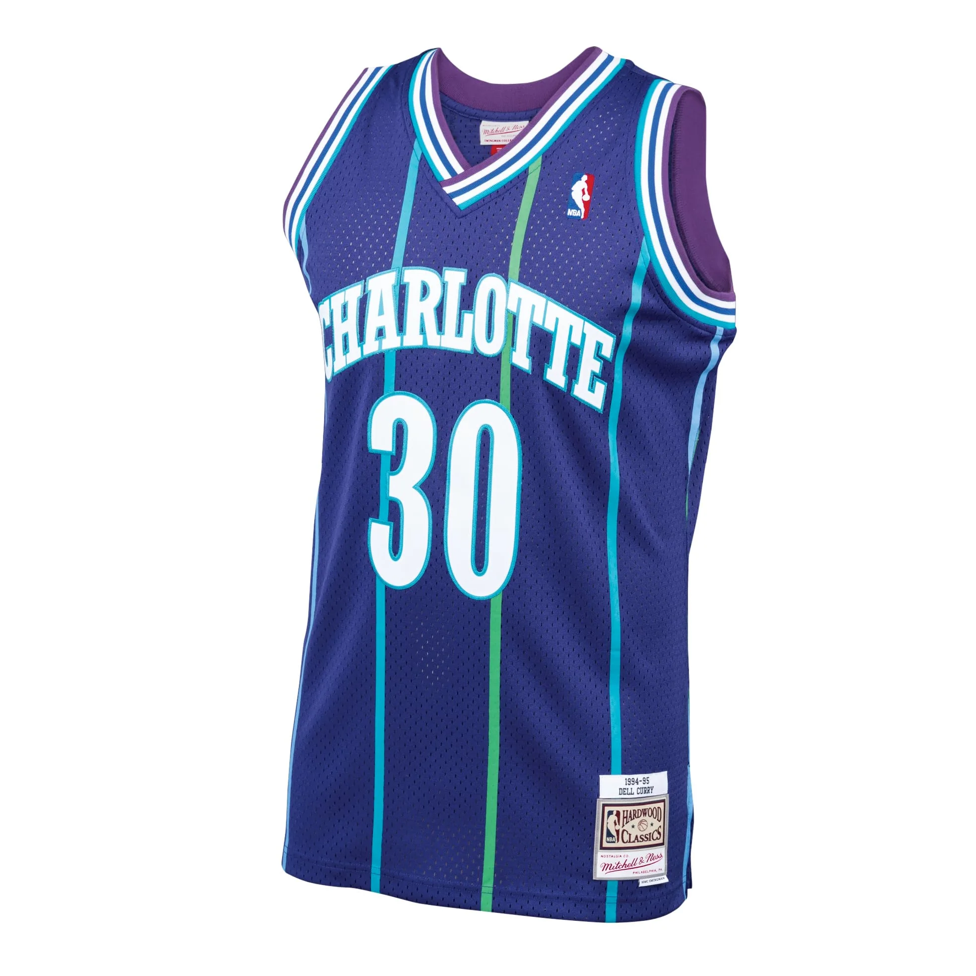 Mitchell & Ness NBA Hardwood Classics Charlotte Hornets - Dell Curry #30 - Uomo Swingman Jersey - Viola Turchese