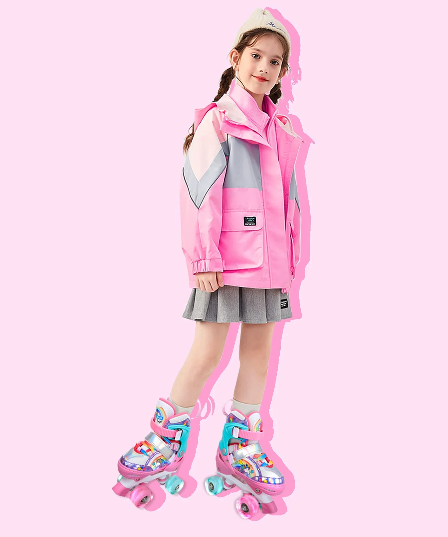 Pattini a Rotelle Bambina Unicorno Pattini Regolabili Pattini a Rotelle in Linea con 4 LED Ruote per Bambini Ragazzi Principianti