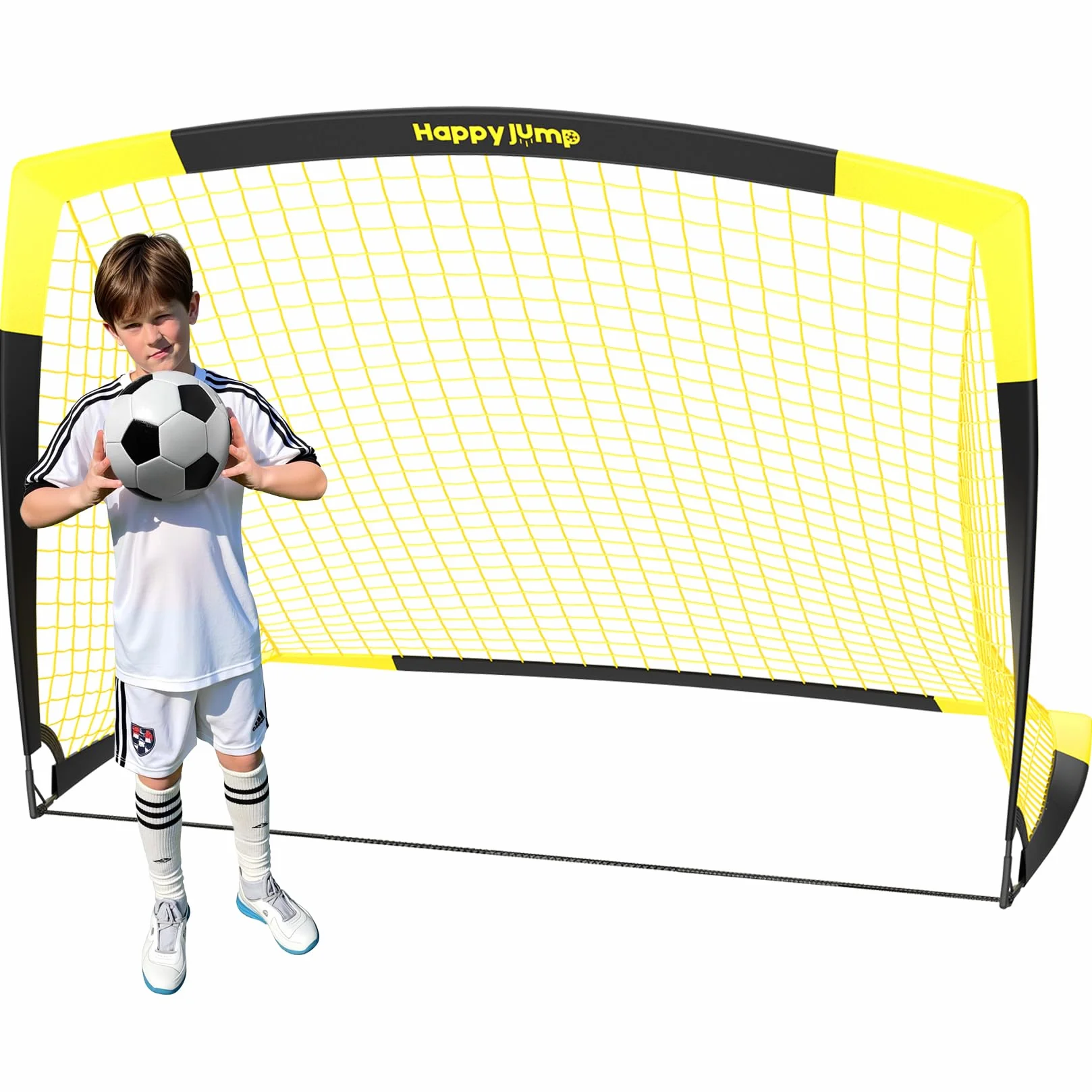 Happy Jump Porta da Calcio Pieghevole 120x90 CM z Piłką i Pompą do Treningu Outdoor