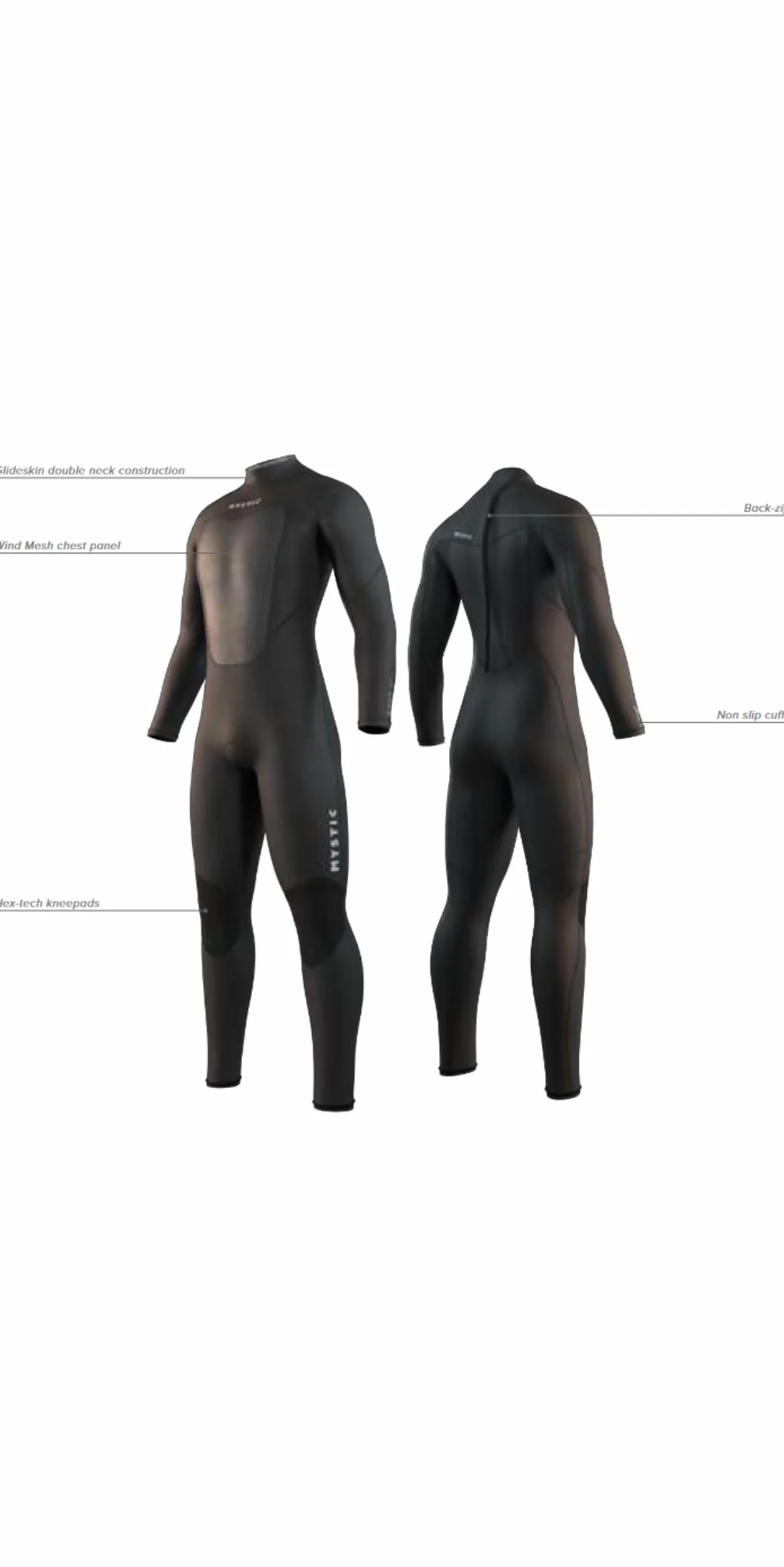 Mystic Sport Acquatici 3/2mm Long Arm Short Leg Back Zip Muta Nero Surf Kitesurf Windsurf