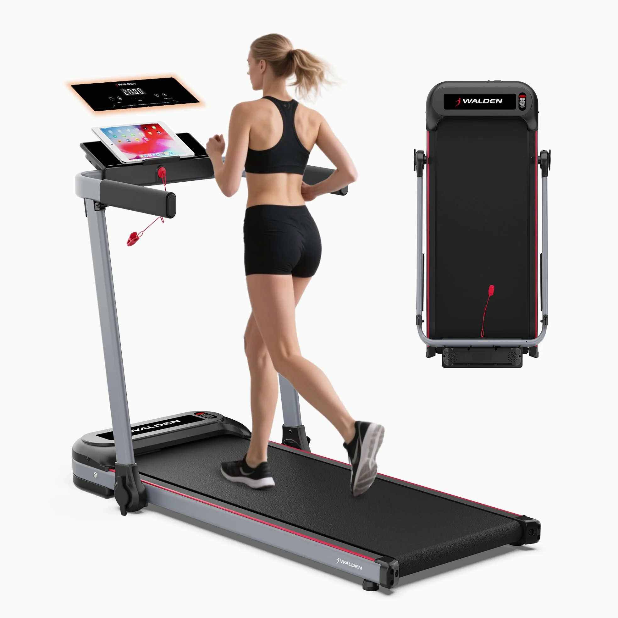 Walden Tapis Roulant Elettrico Pieghevole F2800 – Walking Pad per Casa e Ufficio, Motore da 2,5 CV, Velocità 1-10 km/h, 12 Programmi, Display LCD, Fitness e Dimagrimento (F2800)