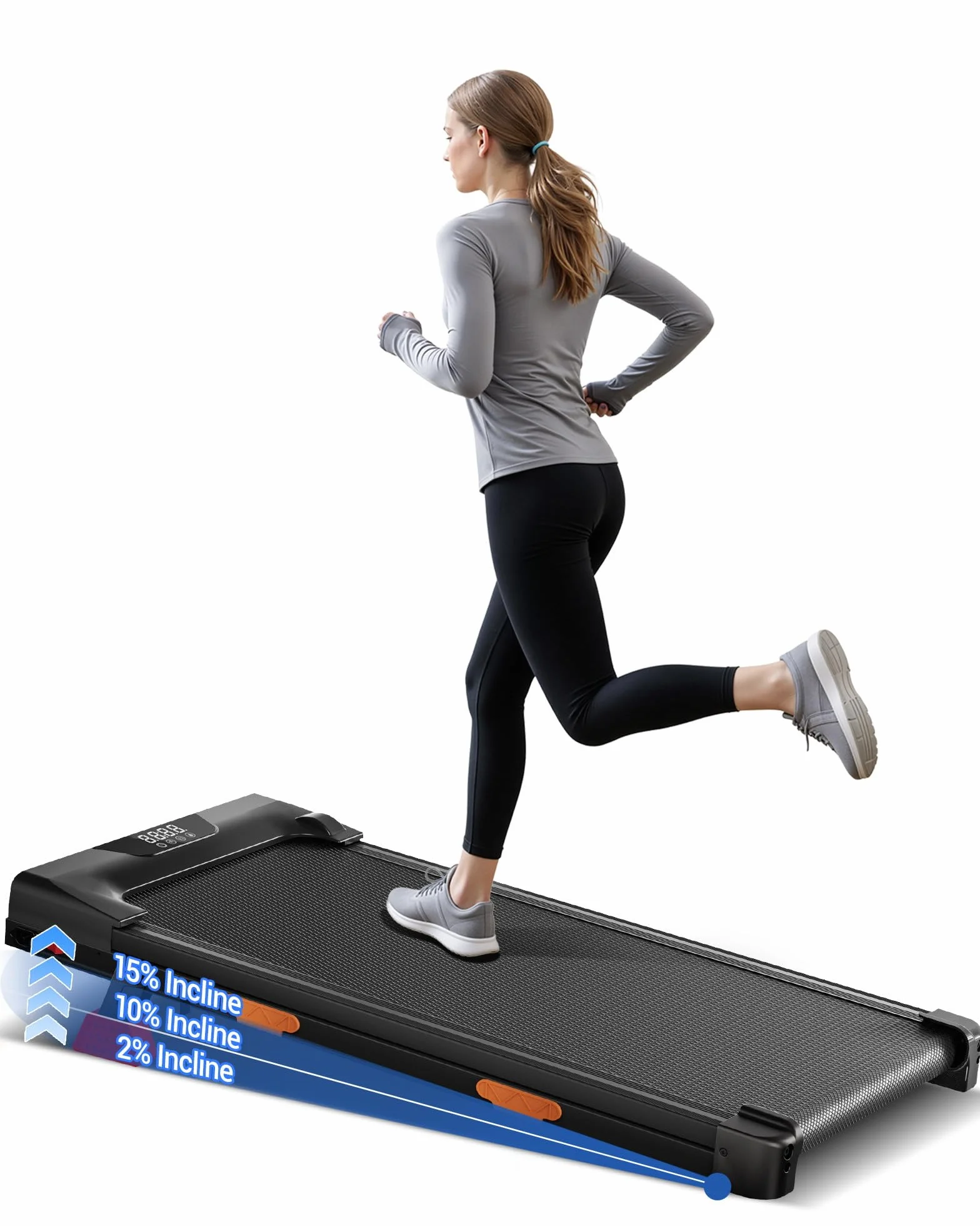 CURSOR Tapis Roulant con Inclinazione15%, Tapis Roulant Salvaspazio Elettrico 1-10KM/H, Walking Pad con Motore Silenzioso da 3,0 HP e Tripla Ammortizzazione, Max. Carico Massimo 136KG
