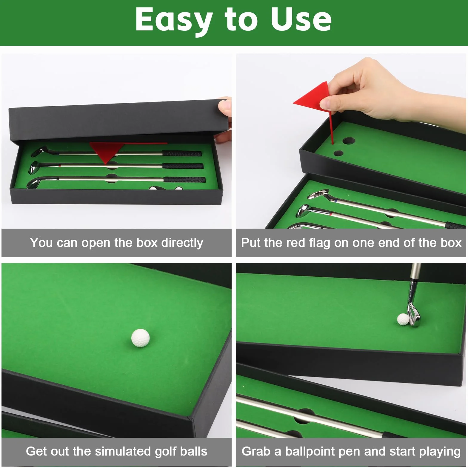 Zestaw 3 Penne per Mazze da Golf in Metallo, Set Regalo da Golf con Palline e Bandierina