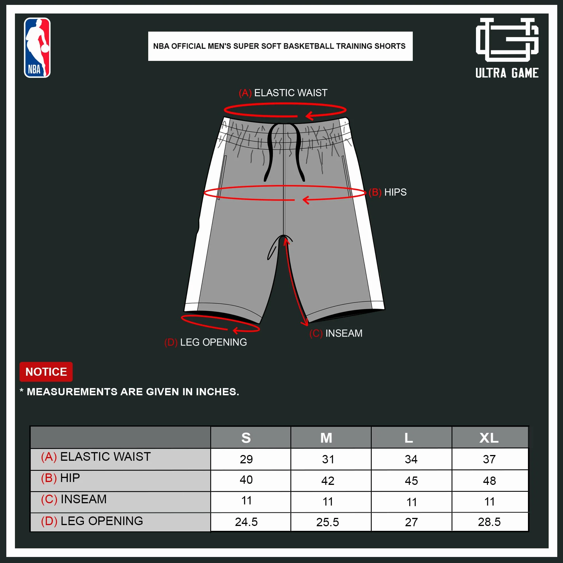 Ultra Game NBA Men's Active Basketball Training Shorts