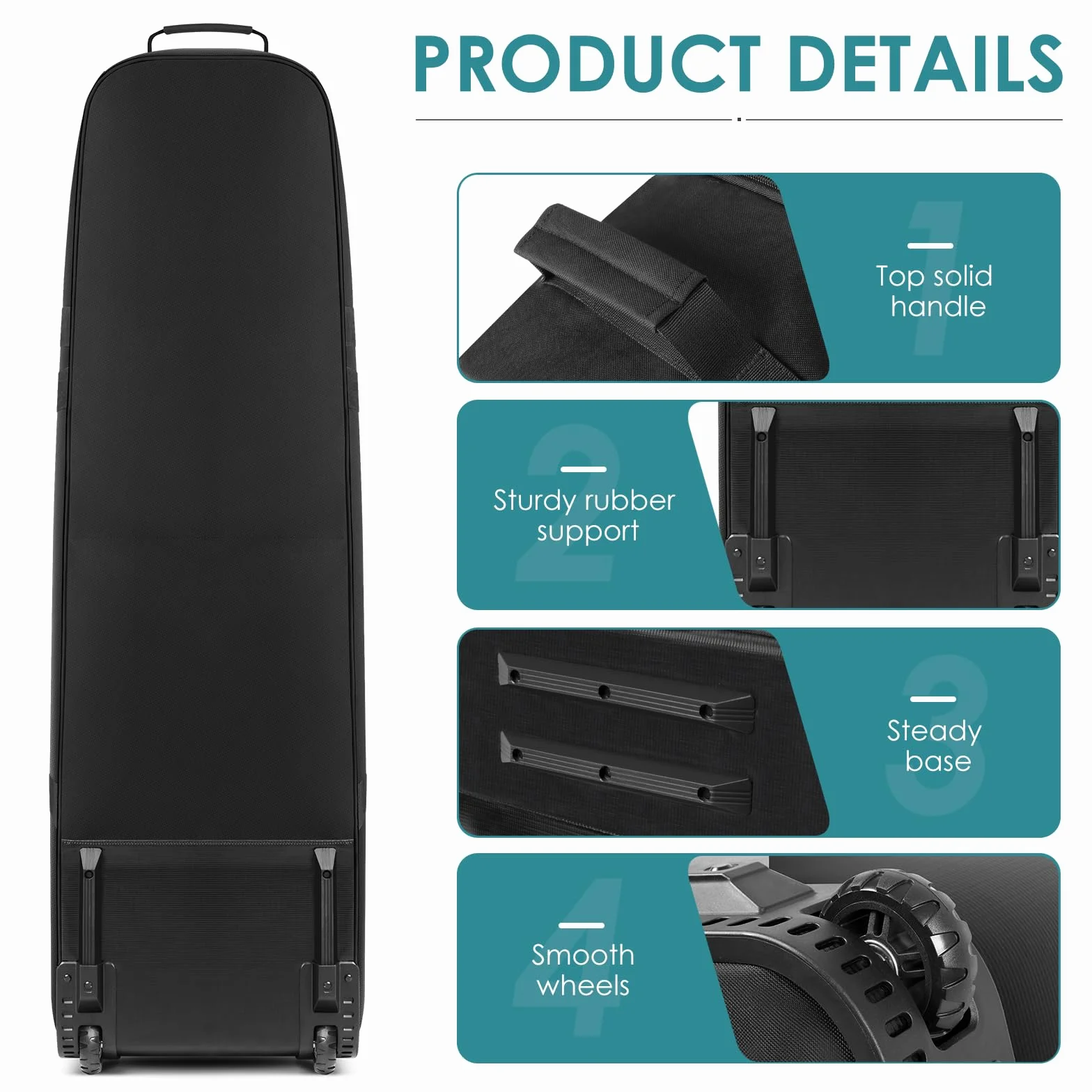 Findway Trova il sacchetto da viaggio per golf con ruote di, resistente e impermeabile in tessuto Oxford 900D, morbido, imbottito, copertura per viaggi in aereo