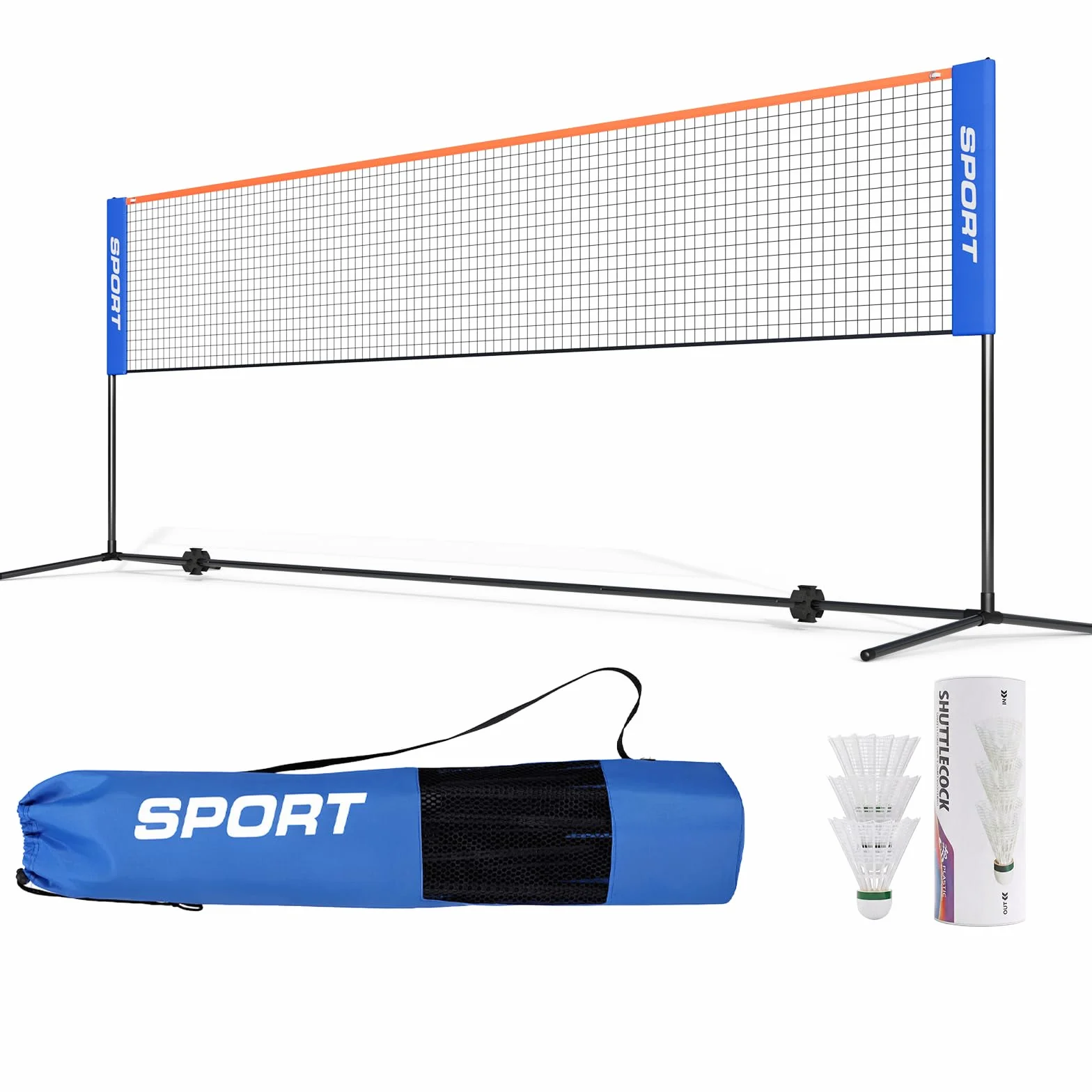 Filet de Badminton 4m/5m Portable pour Volley-Ball Pickleball Tennis Hauteur Réglable Nylon Pliable avec Sac de Transport
